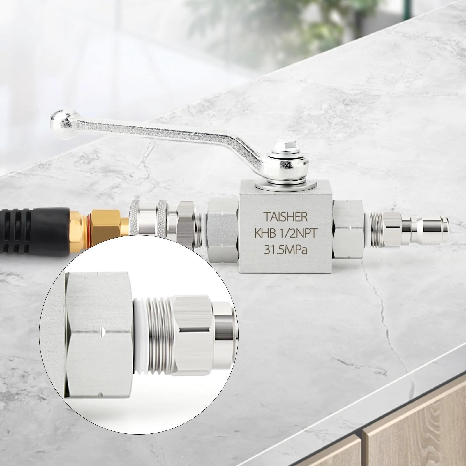 Heavy-Duty 1/2 Inch NPT High Pressure Hydraulic Ball Valve With Carbon Steel Body, Galvanized Finish, NBR Seals, 2-Way Shutoff