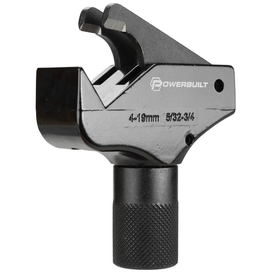 Universal Thread Repair Tool For SAE And Metric Threads With Adjustable Pitch, black metal tool, side view