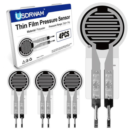 4 Pack Thin Film Pressure Sensor 0.4 Mm Thick, 20 G To 2 Kg Force Range, High Sensitivity Resistor Sensor For Arduino DIY Projects And Industrial Precision Measurement And Control