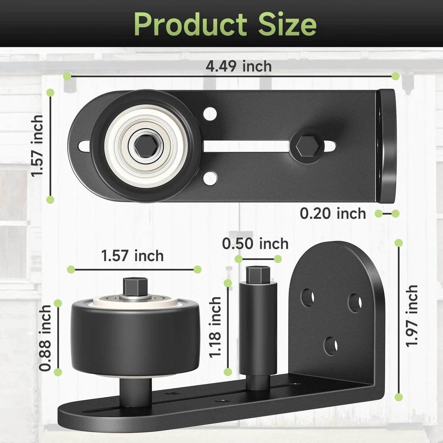 2 Pack Sliding Barn Door Floor Guide Set With Quiet Bearing And Adjustable Rubber Rollers, Rustproof Aluminum Floor Track, Flush Bottom, Round Edge Design