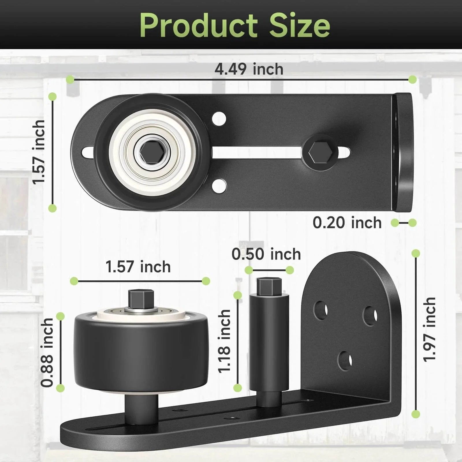 2 Pack Sliding Barn Door Floor Guide Set With Quiet Bearing And Adjustable Rubber Rollers, Rustproof Aluminum Floor Track, Flush Bottom, Round Edge Design