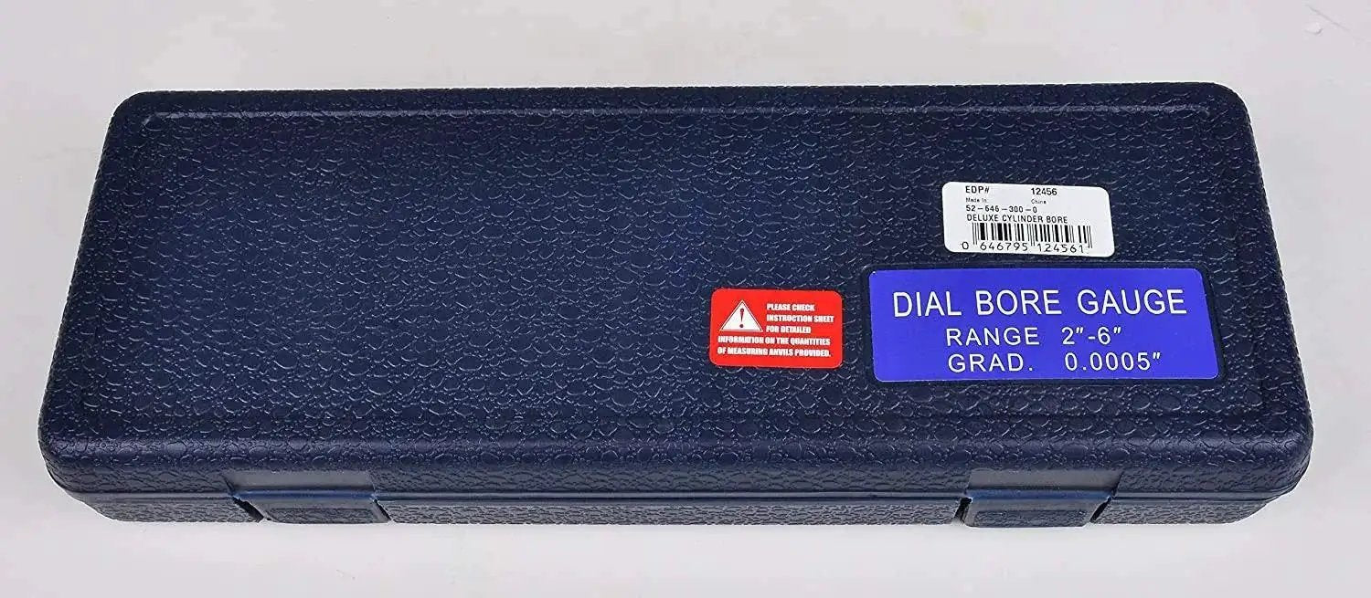 Carrying case for Premium Dial Bore Gage With Six Inch Measuring Range For Pro Grade Accurate Hole Diameter Checks And Geometry Verification, Dial Indicator Of 0.0005 Inch, Two Point Contact, Carbide Tip, 9.5 Inch Depth, Fowler 52 646 300 0
