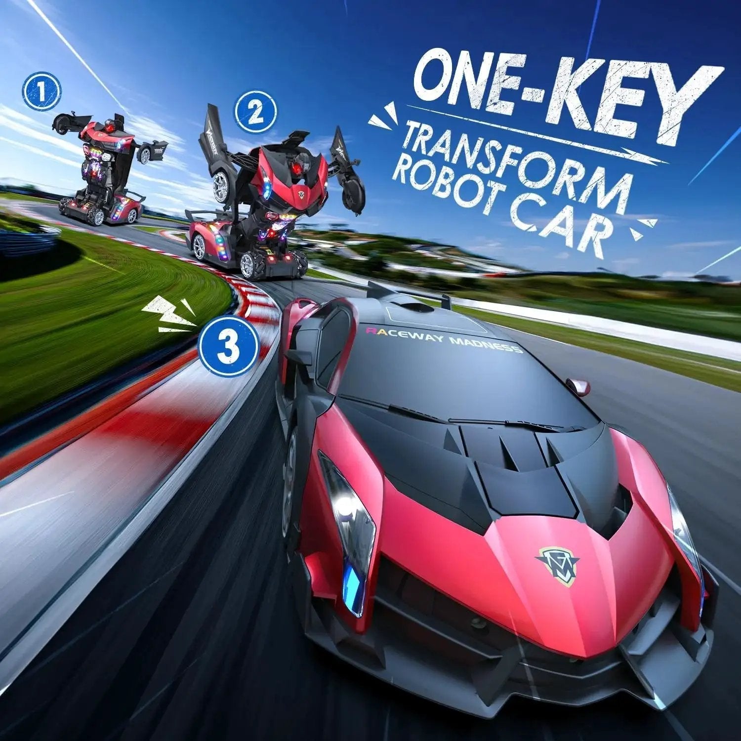 1:10 Scale Transforming RC Car And Robot With Gesture Control For Dope Epic Playtime in action with one-button transformation