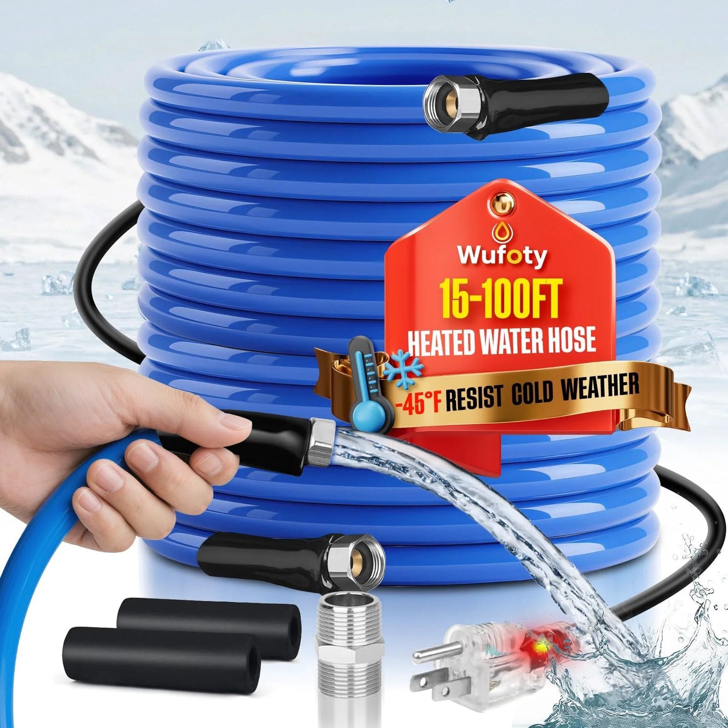 Heated Water Hose For RV And Camping 15 Ft With 0.5 Inch Inner Diameter Anti Freezing To Minus 47F Drinking Water Safe Hose Built For Trails Campers Farms Livestock And Outdoor Adventures Wufoty