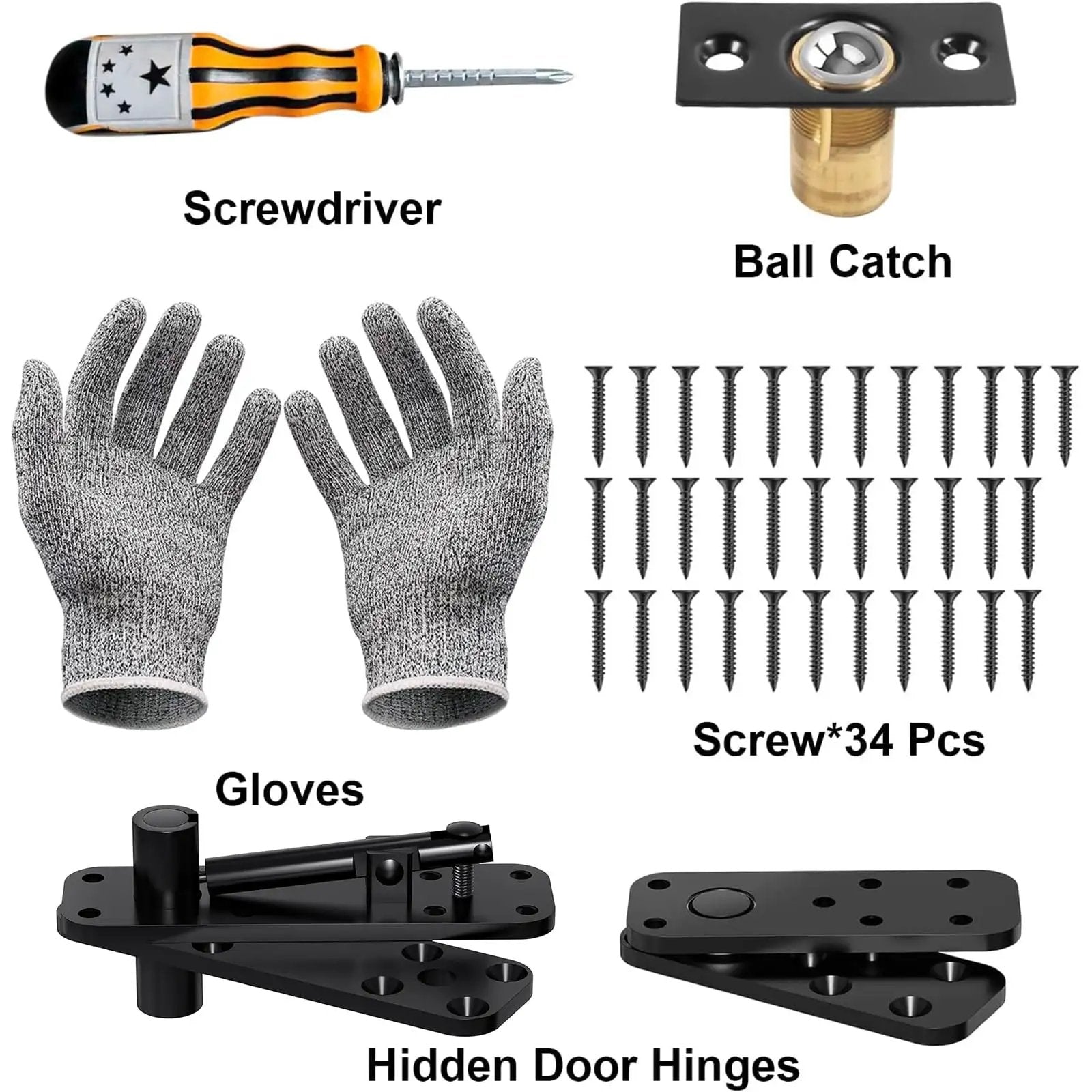Hidden Door Hinge Pivot Kit For Secret Doors And Bookcases Heavy Duty 570 Lbs Load Bearing 360 Degree Rotation, kit components