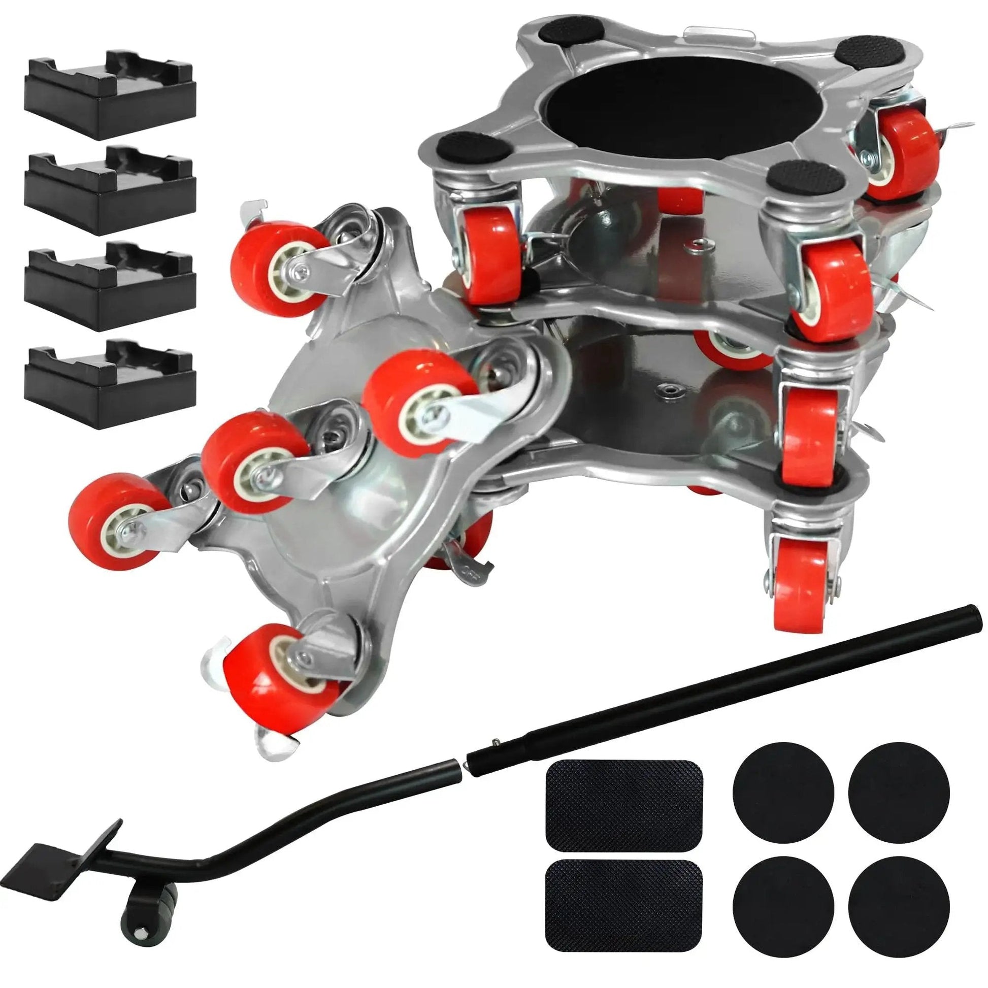 Heavy Duty Five Wheel Furniture Mover Dolly with 360 Degree Rotating Cardan Wheels and Brakes, supports up to 2200 pounds