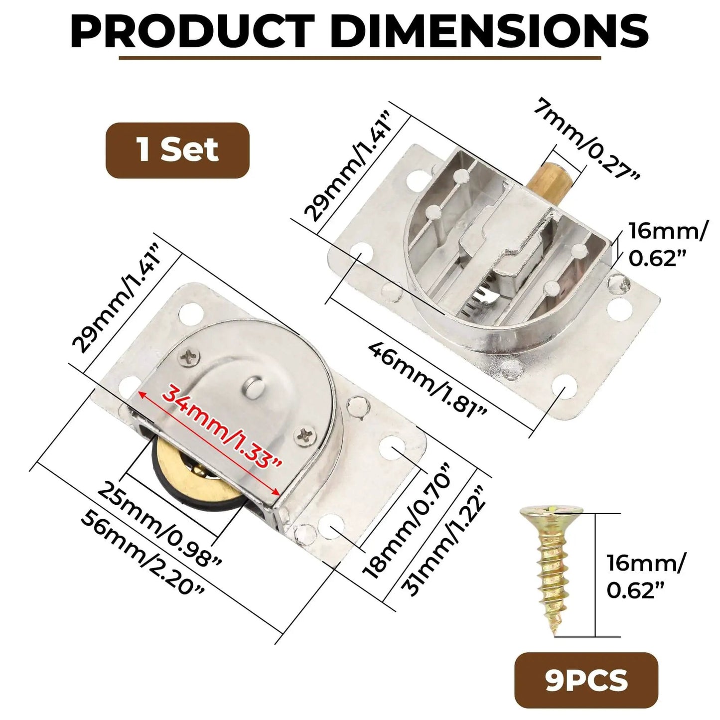 Smooth Sliding Cabinet Door Hardware Set With Durable Stainless Steel Single Wheel Rollers And Zinc Alloy Pulley Track