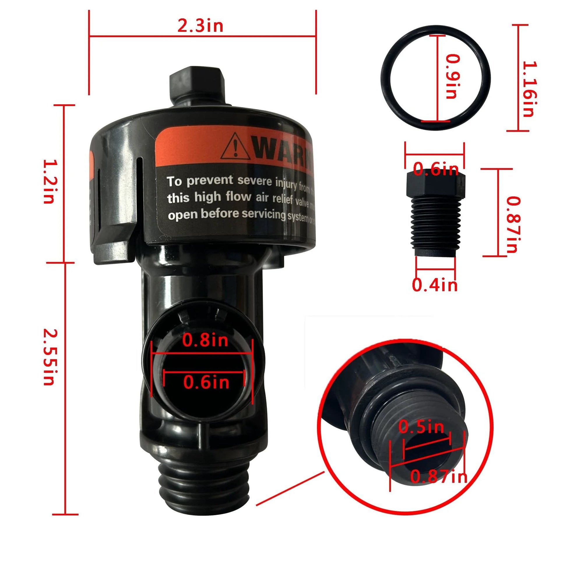 High Flow Air Relief Valve Replacement For Pool And Spa Filters Compatible With Warrior Easy Clean Above Ground FNS SMBW 2000 4000 Quad DE Pred And Clean And Clear Filtration Systems 190058 Pressure Gauge 1 Pack