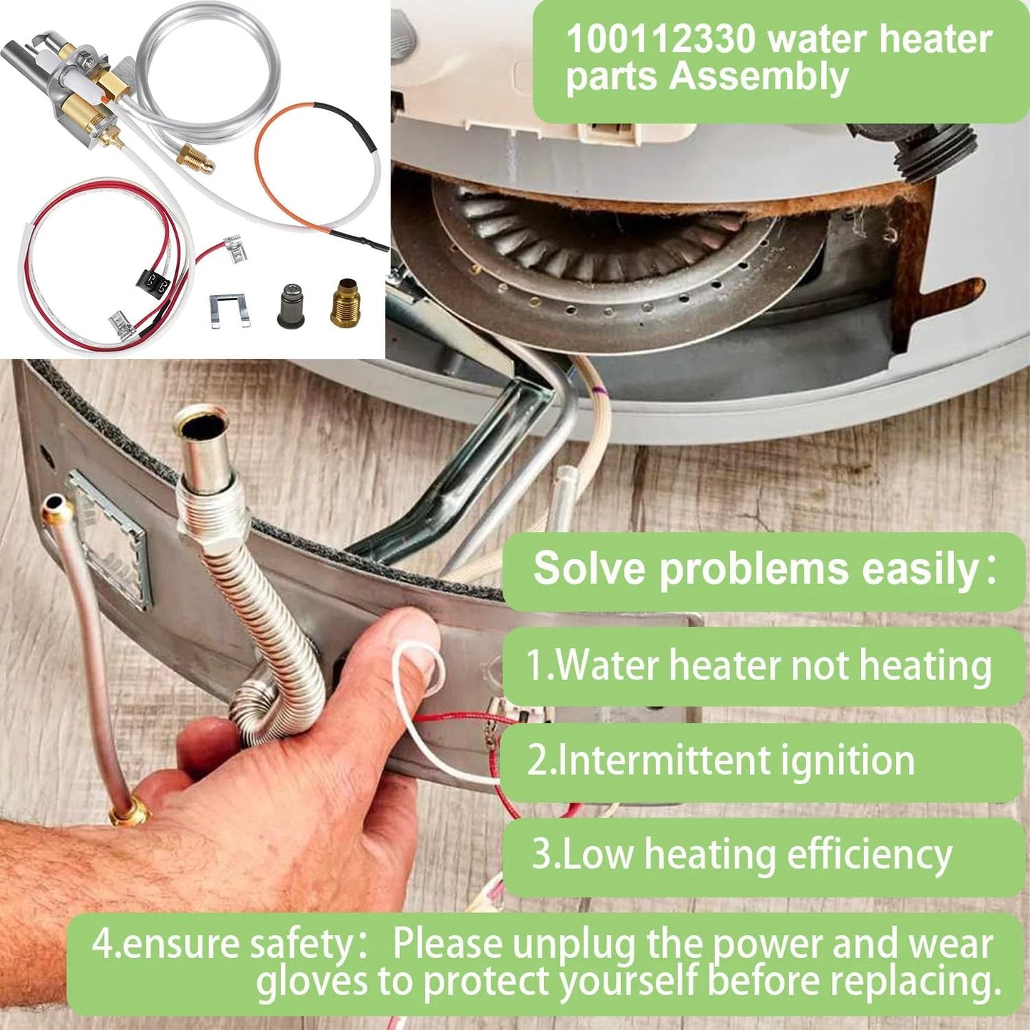 Thermopile Replacement Assembly For Whirlpool 9007876 9007877 And AO Smith 4067826 Gas Water Heaters, parts shown