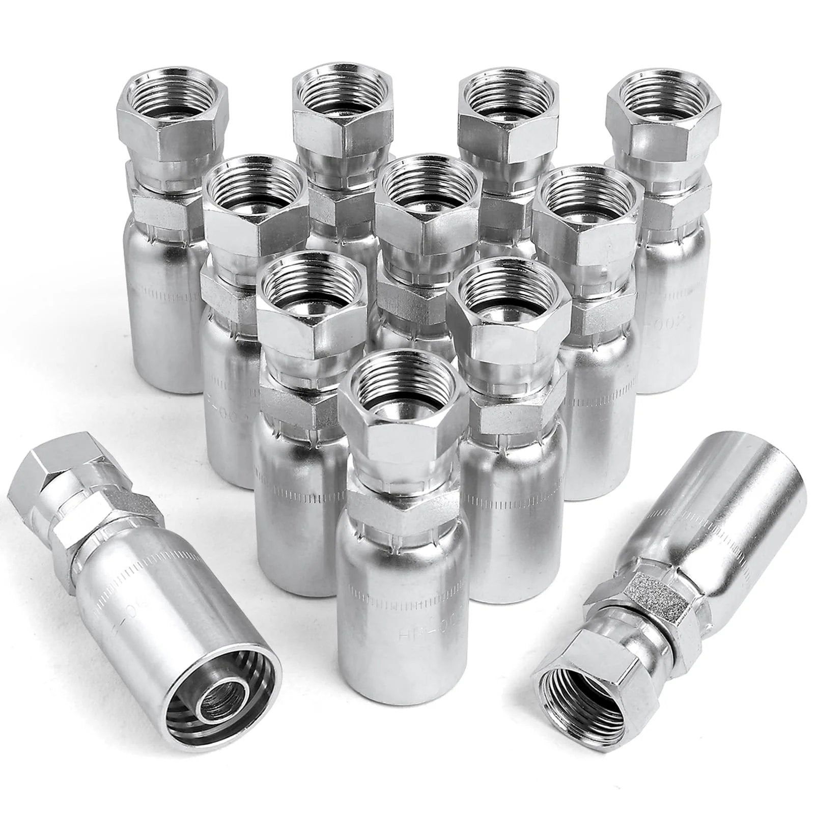 12 Pack Three Eighths Inch Hydraulic Hose Fittings Set For Three Eighths Inch Hose To JIC 37 Degree Female Swivel End Crimp Fittings
