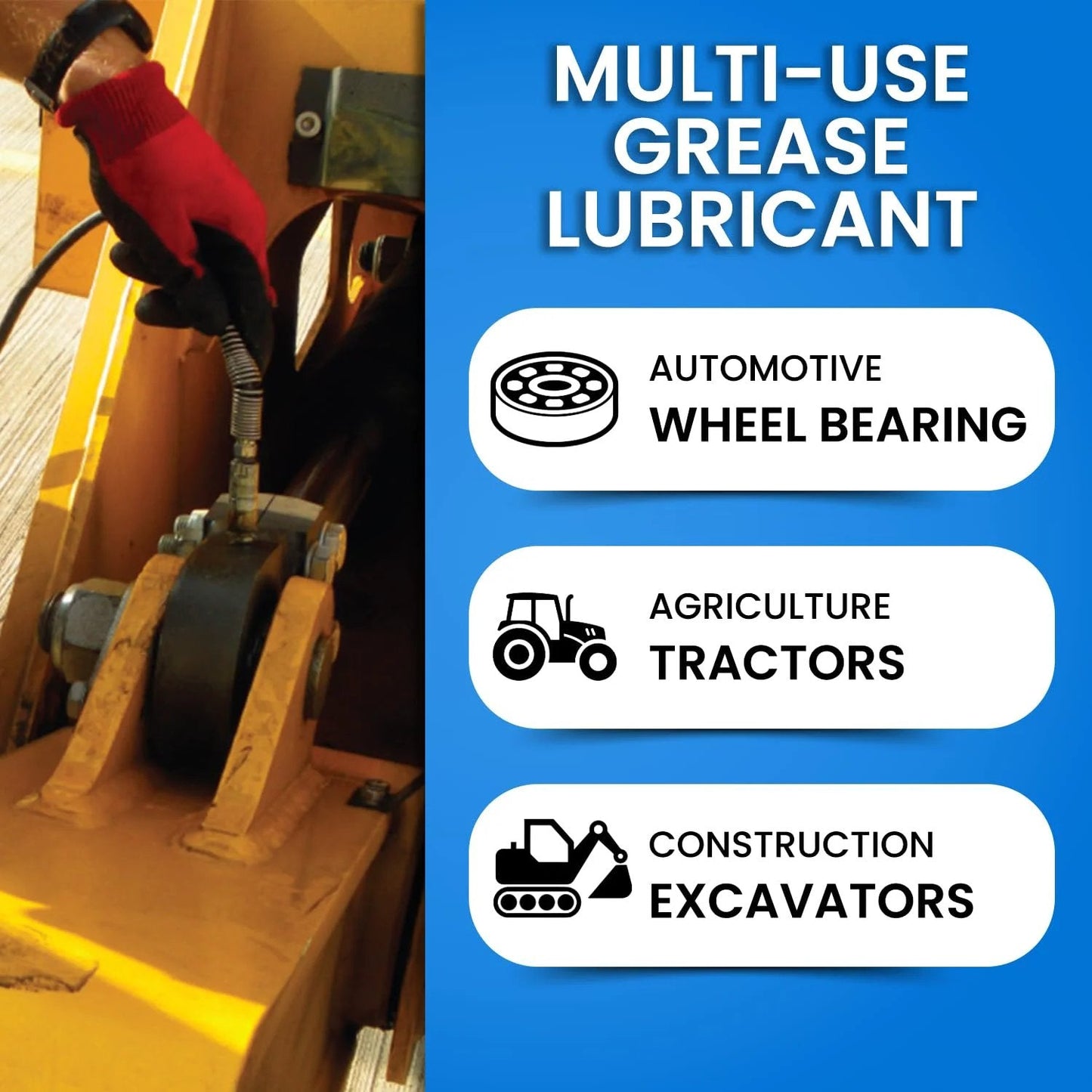 All Purpose High Temp Wheel Bearing Grease Tube With Lithium Complex For Automotive Axles Ball Joints CV Joints And More Blue Single Cartridge NLGI 2 Multipurpose Lubricant For Tractors Trucks Boats Marine Use application diagram