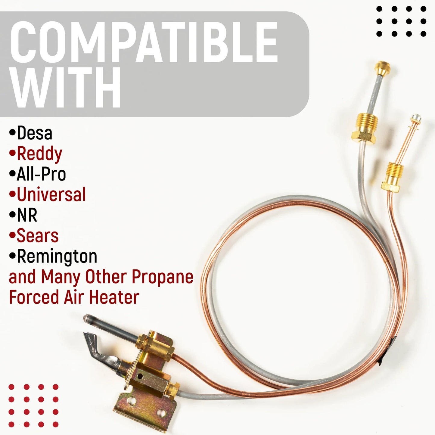 Gas Water Heater Pilot Assembly With 24 Inch Thermocouple For Gas Water Heaters Fits Desa NR Sears Remington Reddy All Pro Universal And More Plug And Play Compatible With RLP55V RLP125V REM55PV REM125PV And 85 Replacement Part