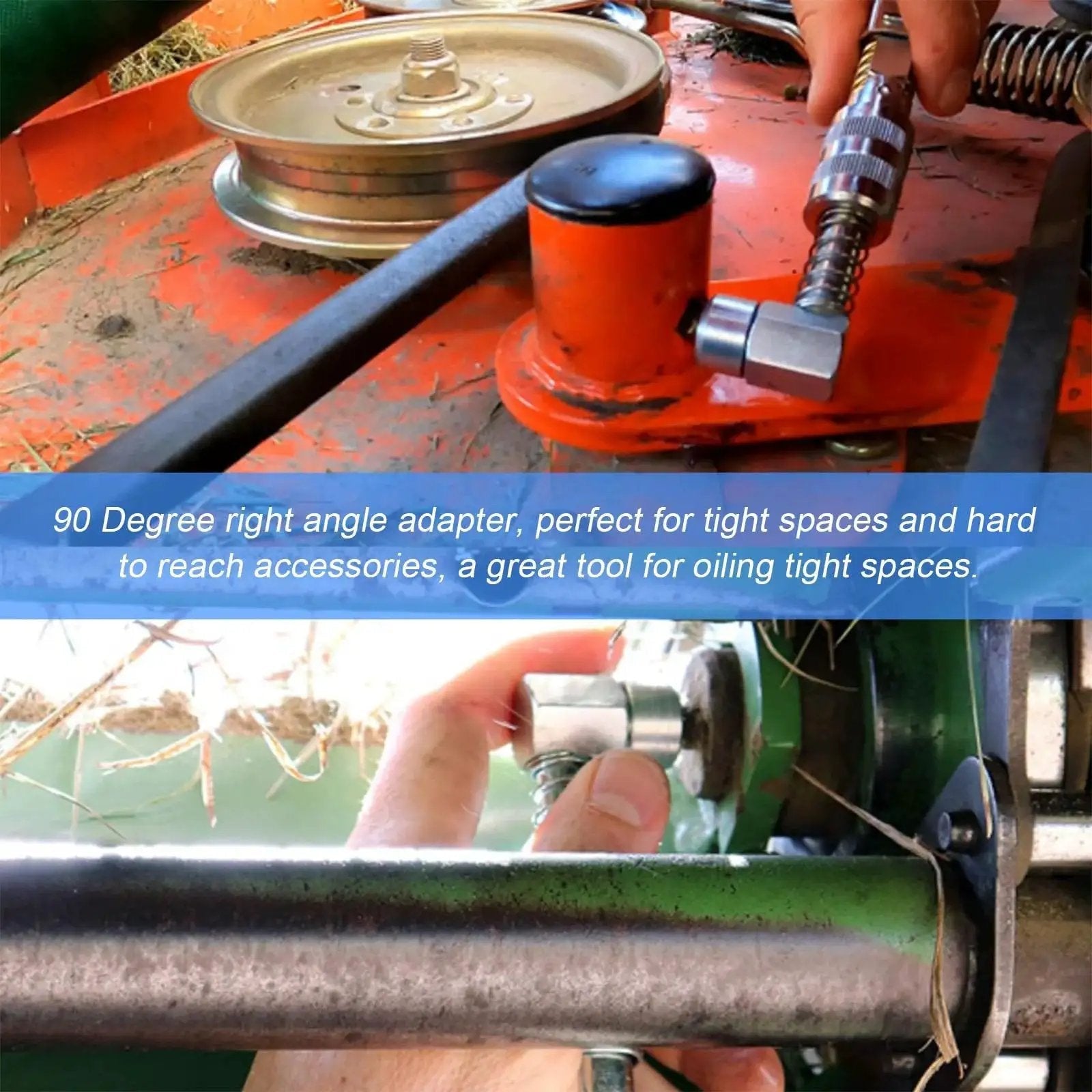 90 Degree Grease Coupler Adapter For Tight Spaces With Heavy Duty Steel Construction And Sleeves Grease Gun Lubrication Tool