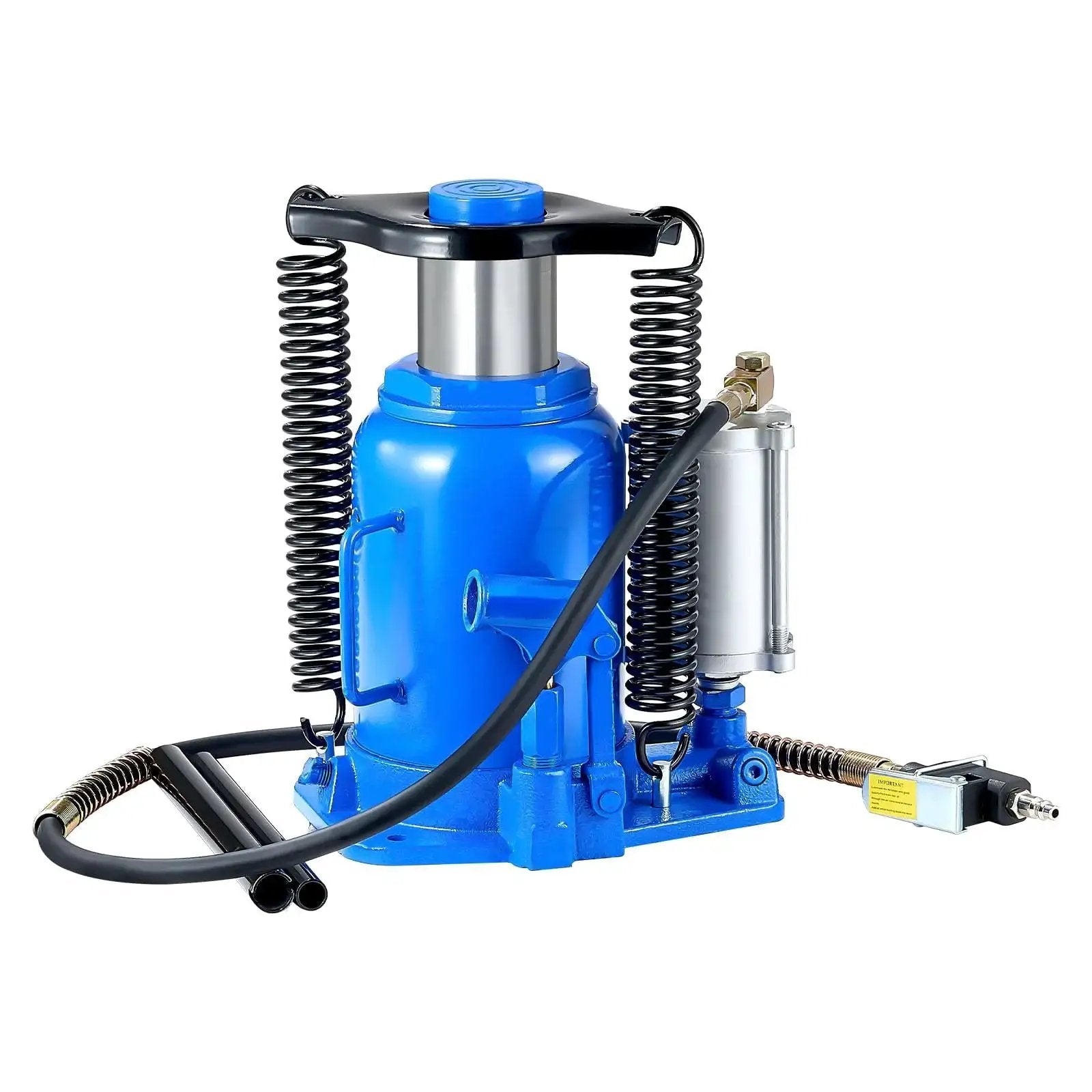 Air Hydraulic Bottle Jack 32 Ton Floor Jack With Manual Pump And Pneumatic Lift in blue metal
