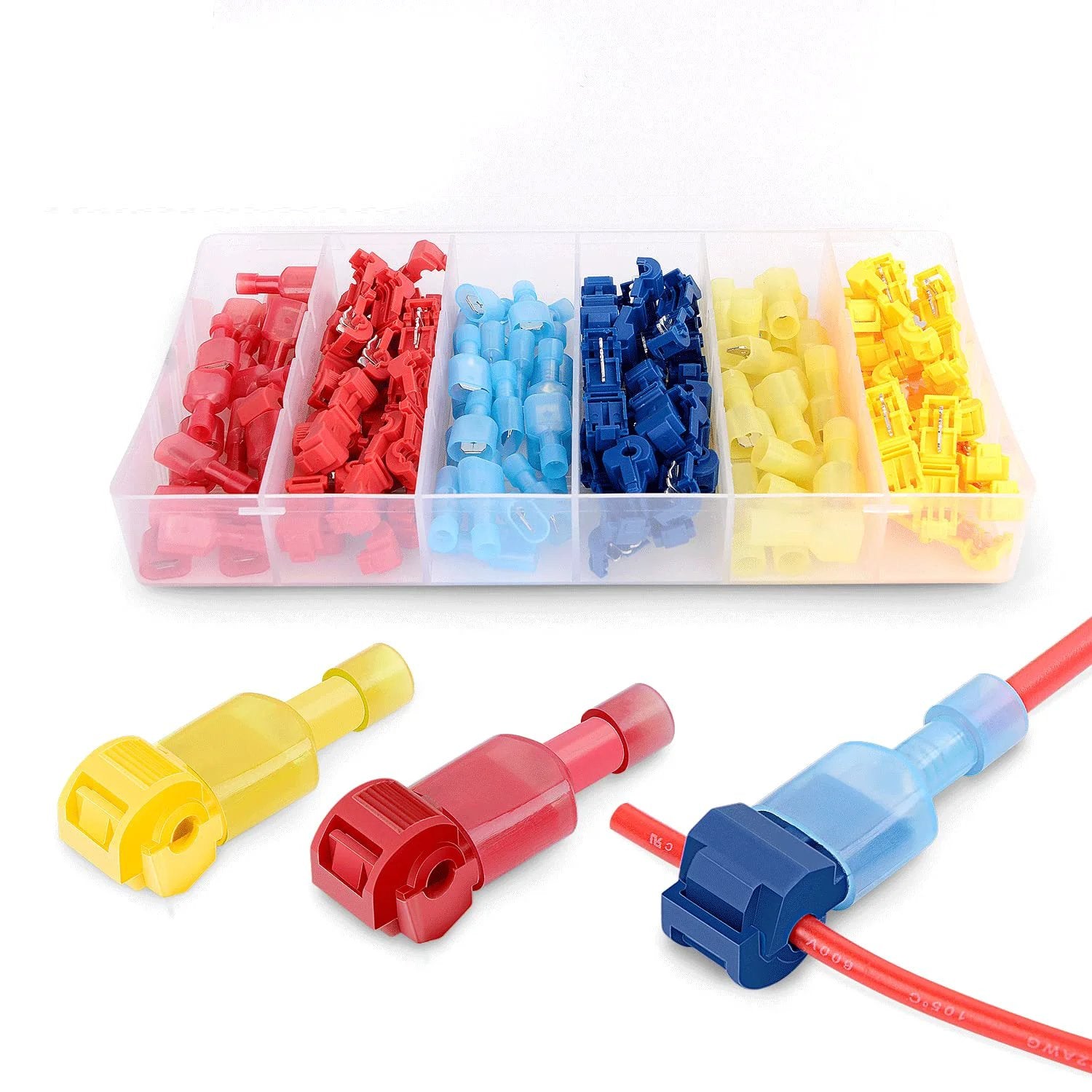 Easy Tap Self Stripping T Tap Wire Terminal Kit With 120 Pcs 60 Pairs Quick Splice Terminals And 60 Nylon Insulated Male Disconnects For Auto Marine Wiring Nilight 50004R With 2 Year Warranty