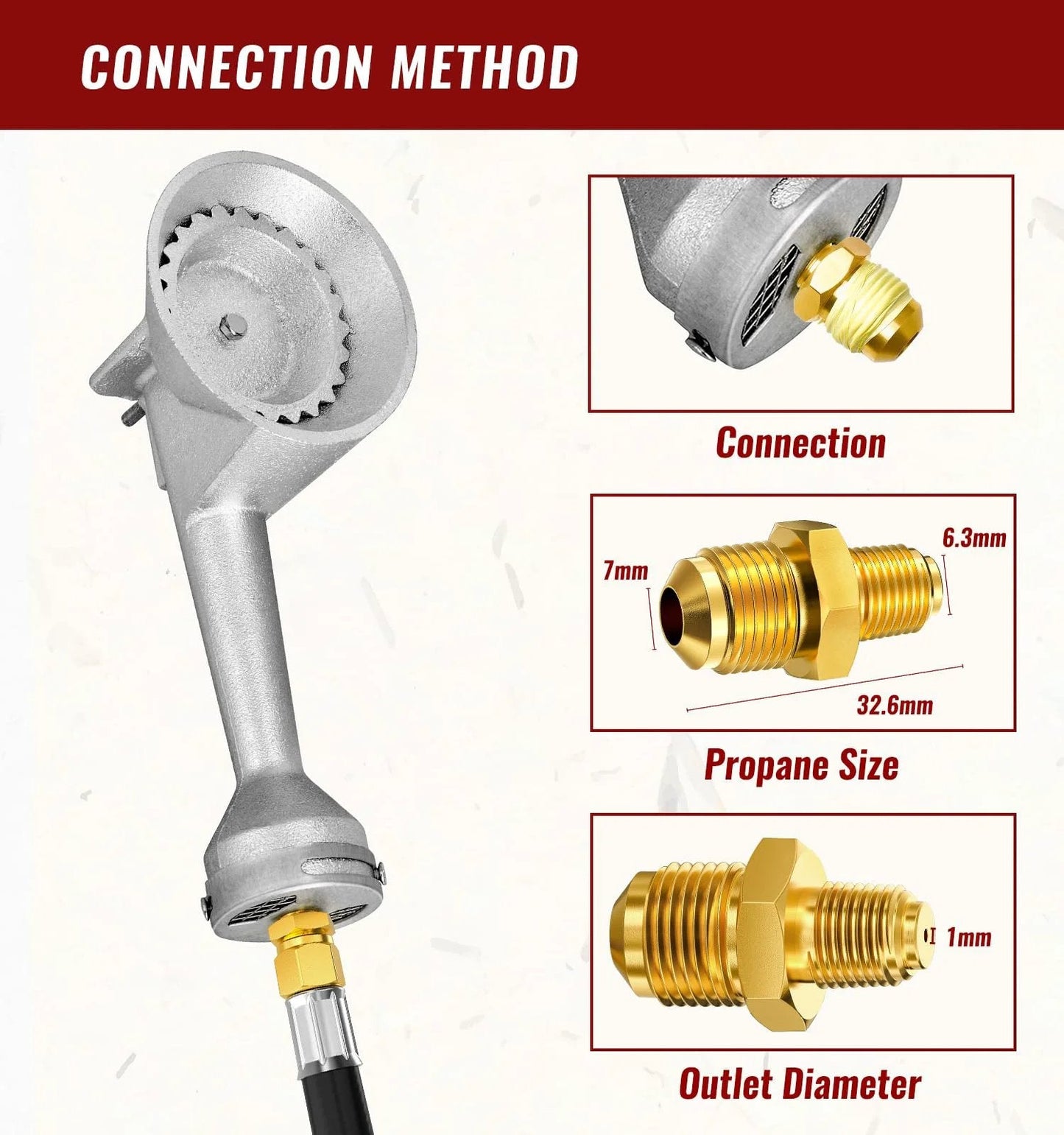 High Pressure 5 Foot Propane Regulator Hose With Adjustable 0 To 20 PSI Braided Stainless Steel for connection details