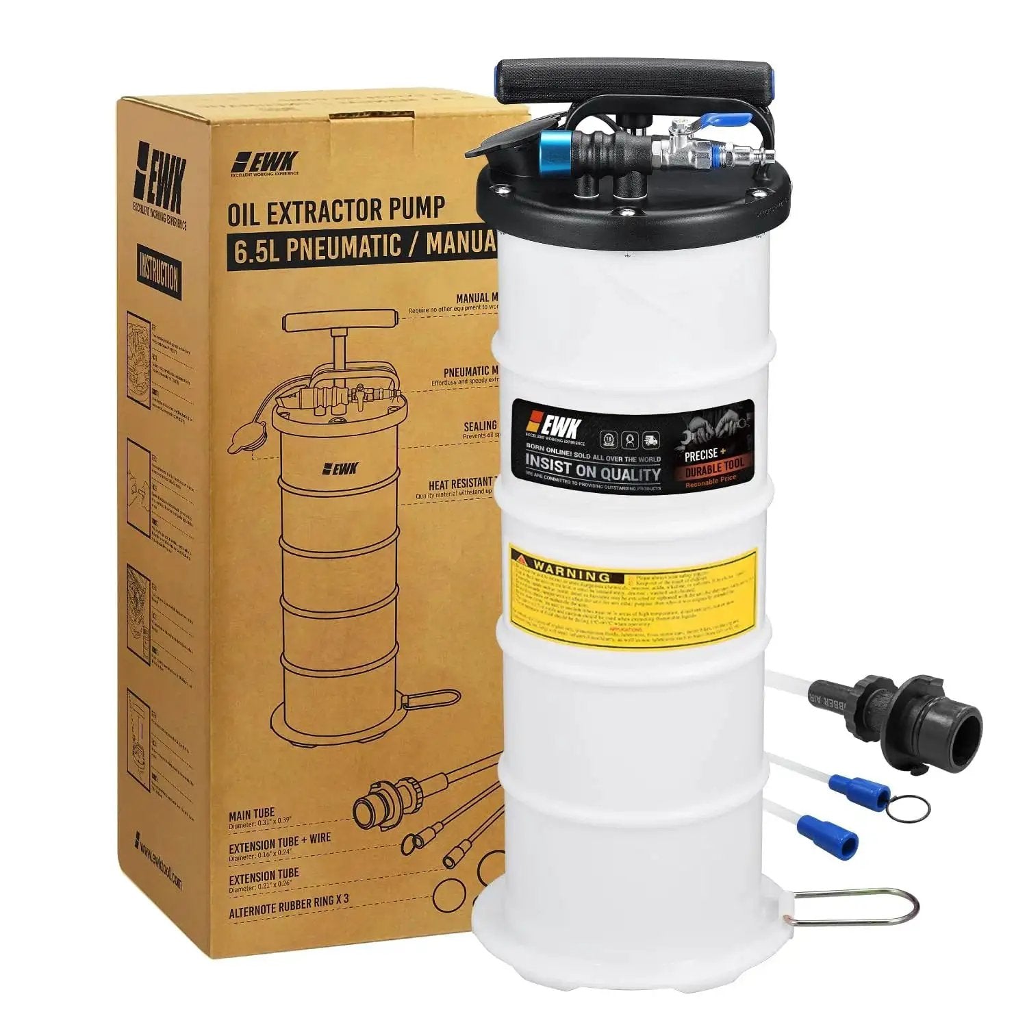 6.5L Pneumatic and Manual Oil Extractor Pump for DIY Car Maintenance with box and accessories.