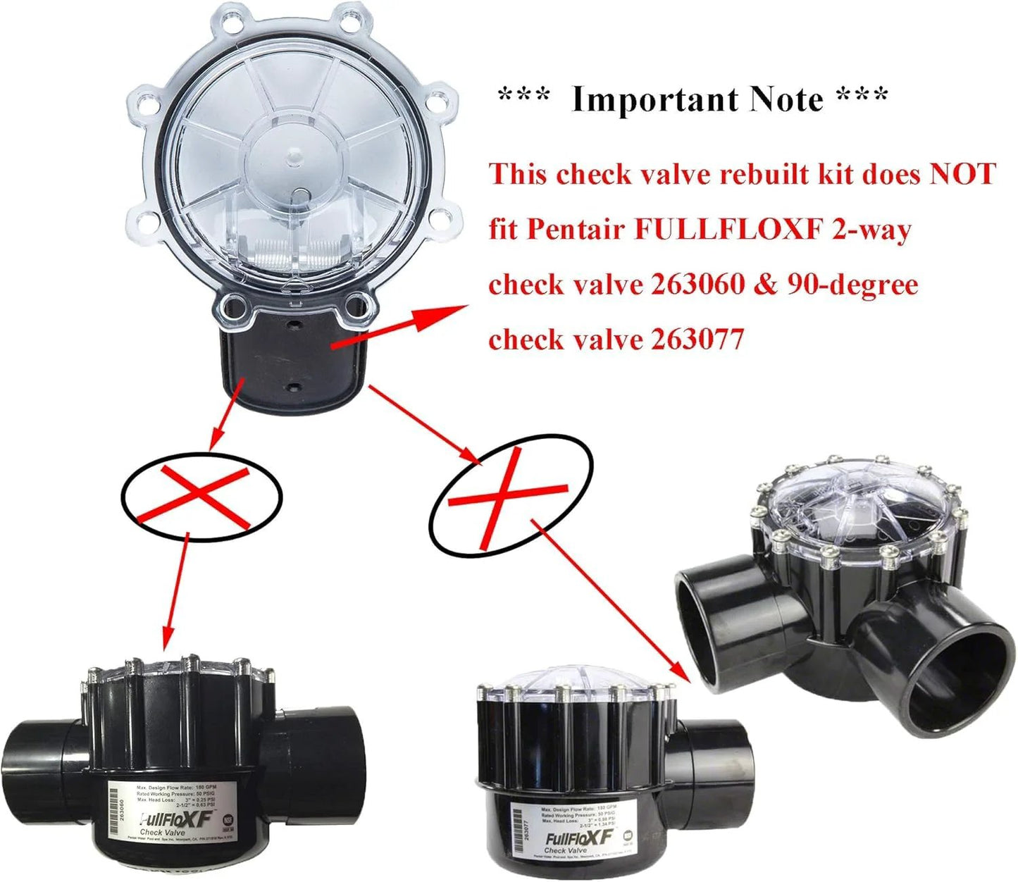 Upgraded Pool Check Valve Rebuild Kit ATIE for Pentair 2 Inch Check Valve 263042Z 263042 Only shown with exclusions for 263060, 263077
