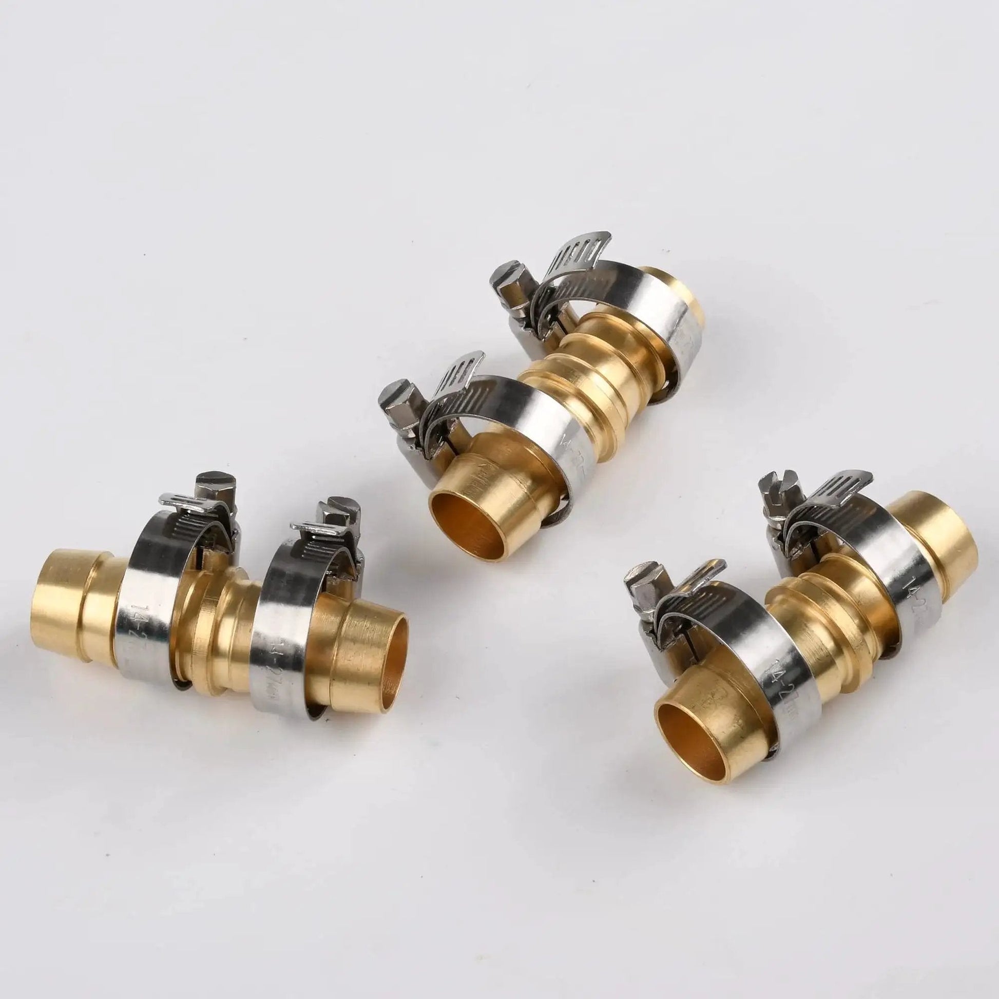 Brass Hose Joiner Repair Kit For Outdoor Use Five Eighths Inch Hose Mender With Stainless Steel Clamps Leak Resistant Barbed Coupler