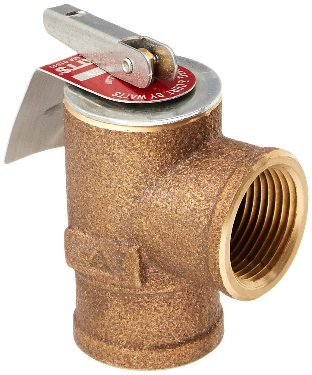 Bronze Boiler Pressure Relief Valve 3/4 Inch Female Inlet 30 PSI For Safety And Overheat Protection, side view