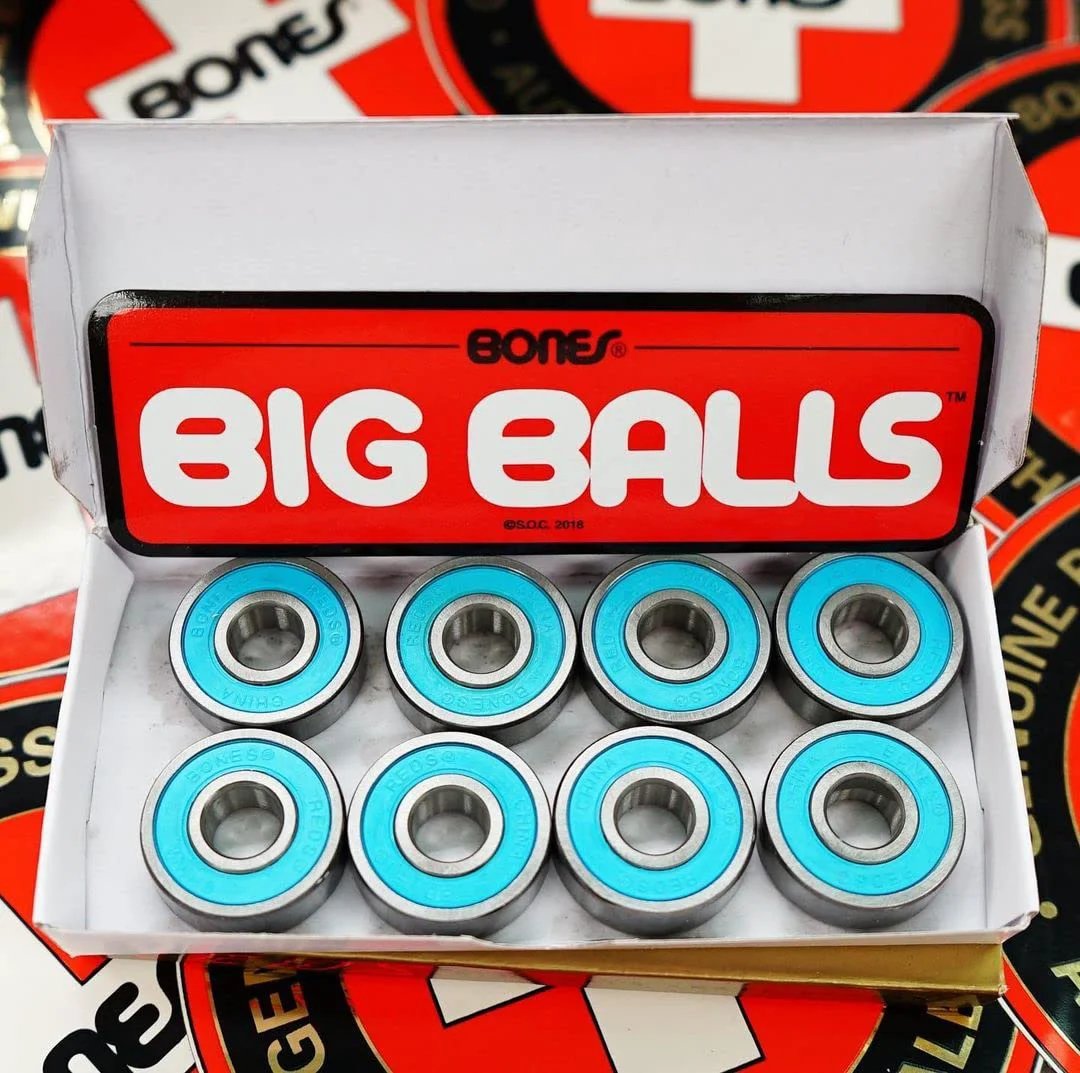 Fast Rolling Big Balls REDS Skateboard Bearings 8 Pack by Bones for Speed and Longevity Featuring 6 Percent Larger Balls