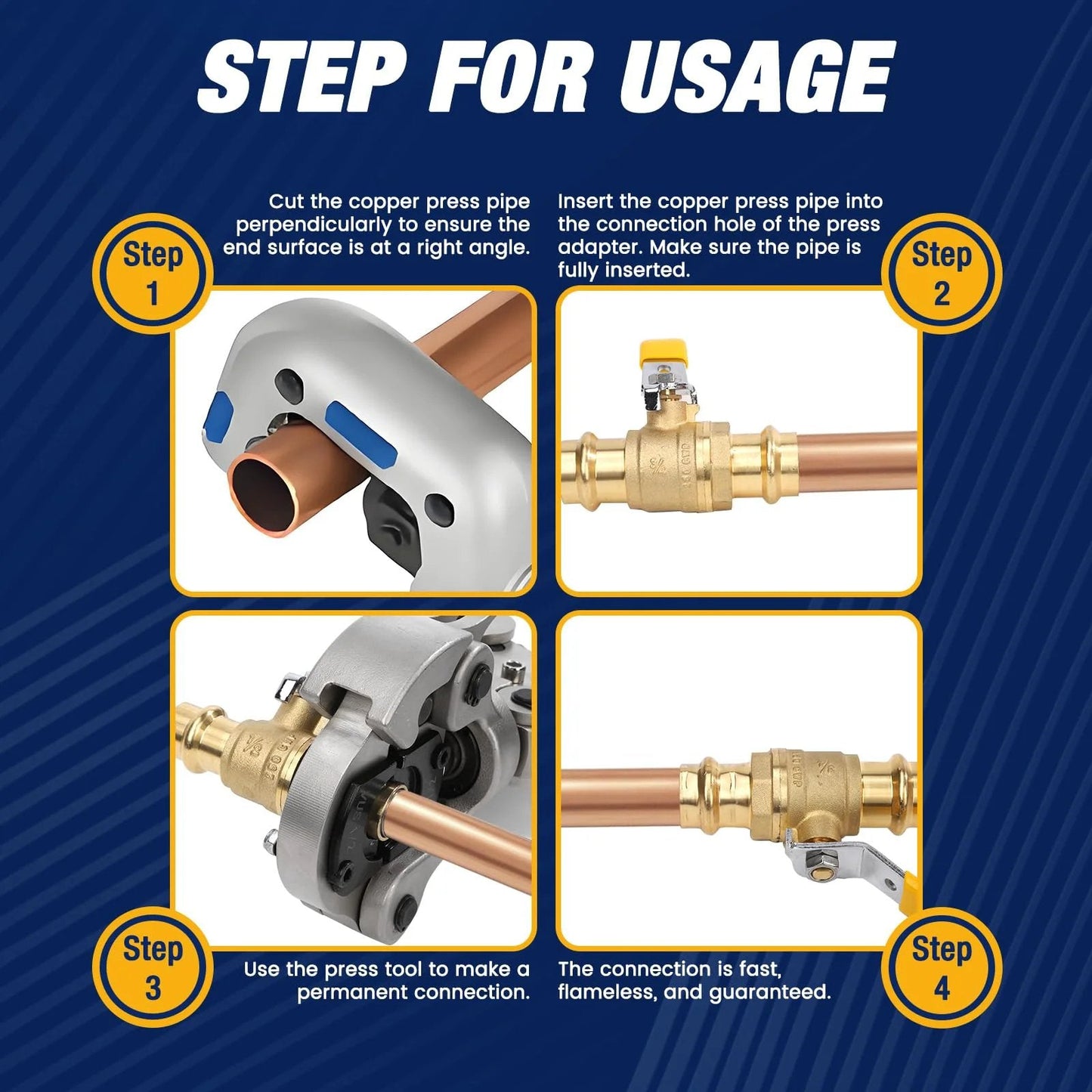 Installation guide for Three Quarter Inch ProPress Ball Valve Kit With EPDM O Ring For Copper Tubing Ten Pack Heavy Duty.