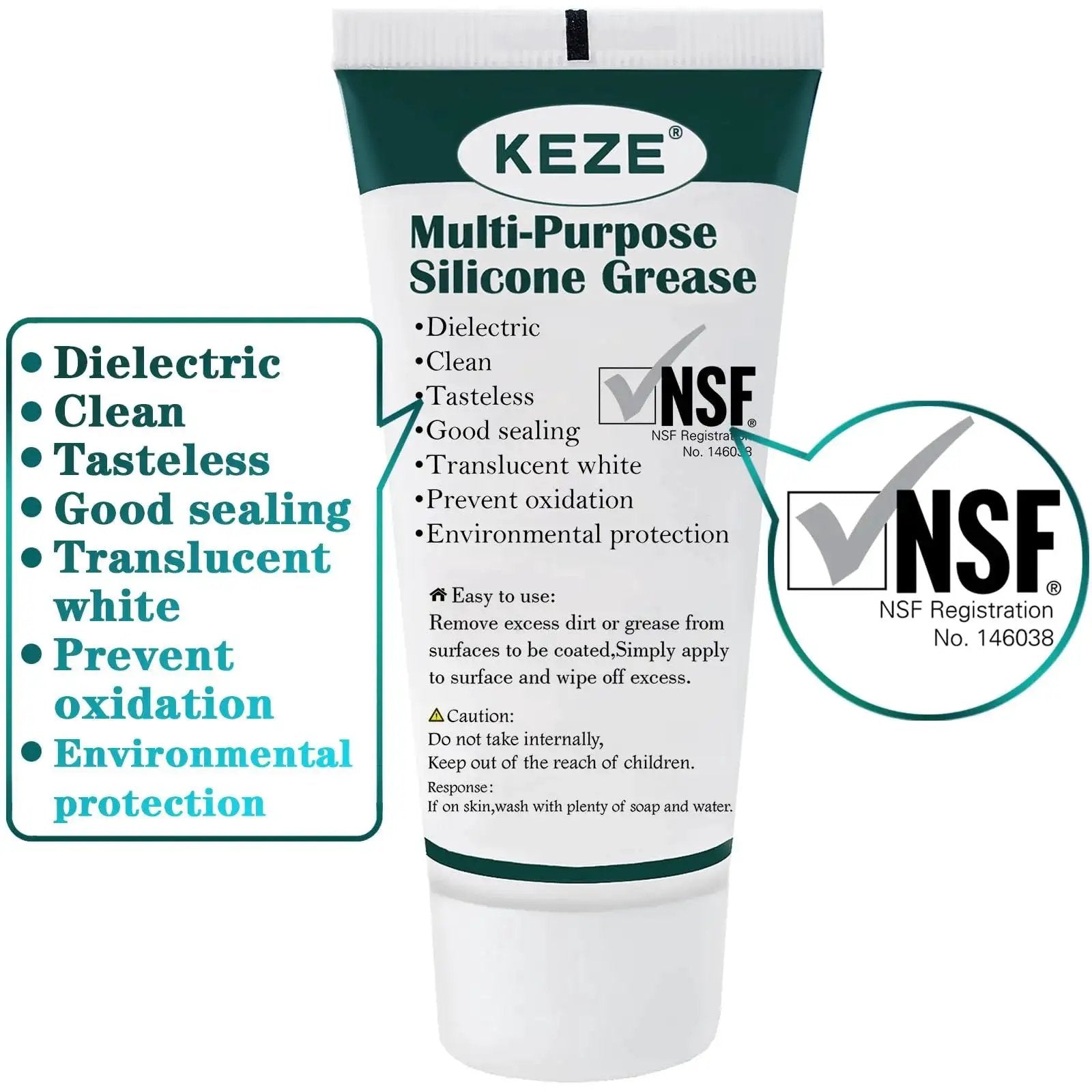 Food Grade Silicone Lubricant For Faucets Valves O Rings Plumbers Grease 1 Oz tube with NSF certification label visible