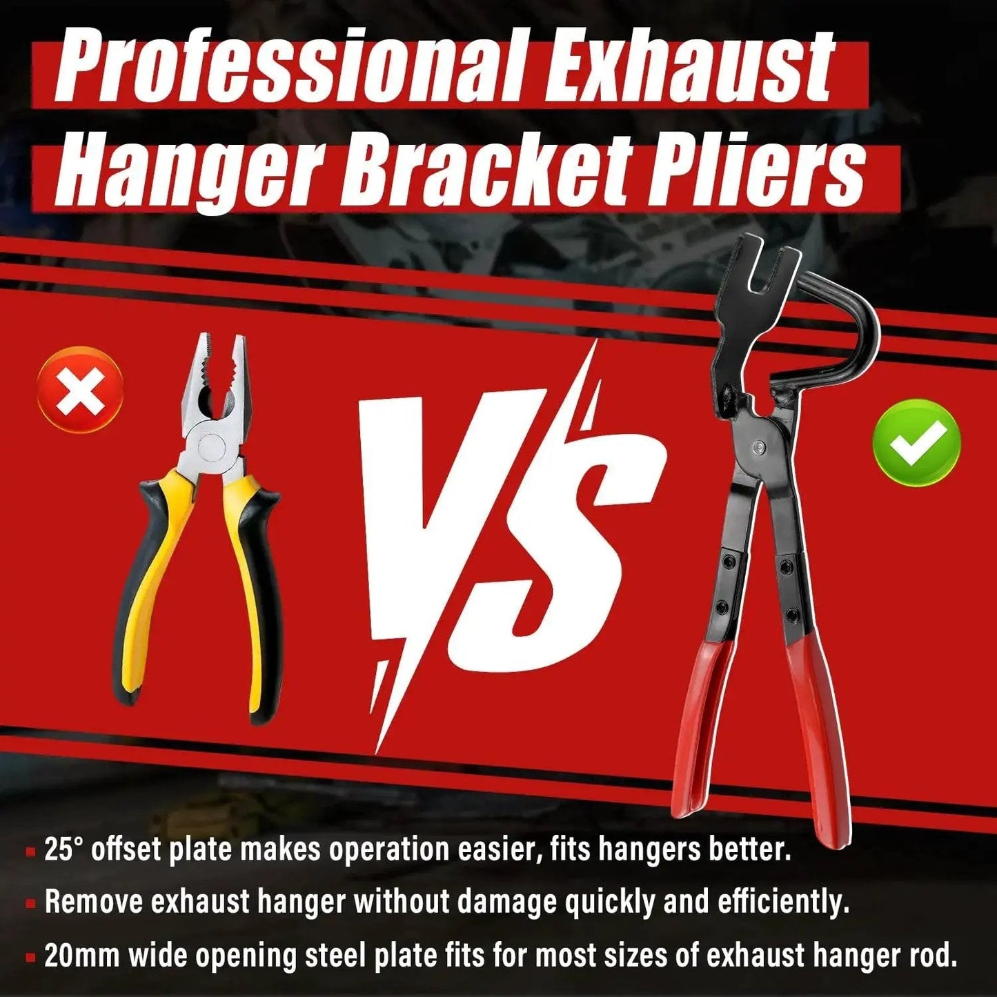 Exhaust Hanger Removal Pliers 25 Degree Offset For Cars And Trucks Non Slip Grip comparison with another tool