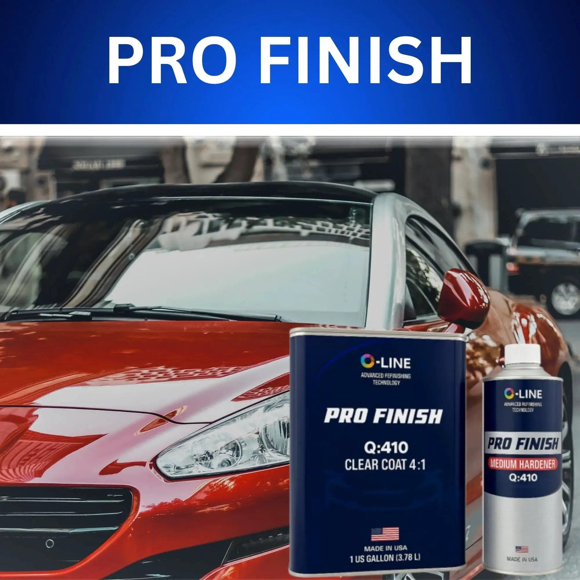 High Gloss 2K Clear Coat Kit With Hardener 4 To 1 For Refinishing 1 Gal And 1 Qt with red car backdrop