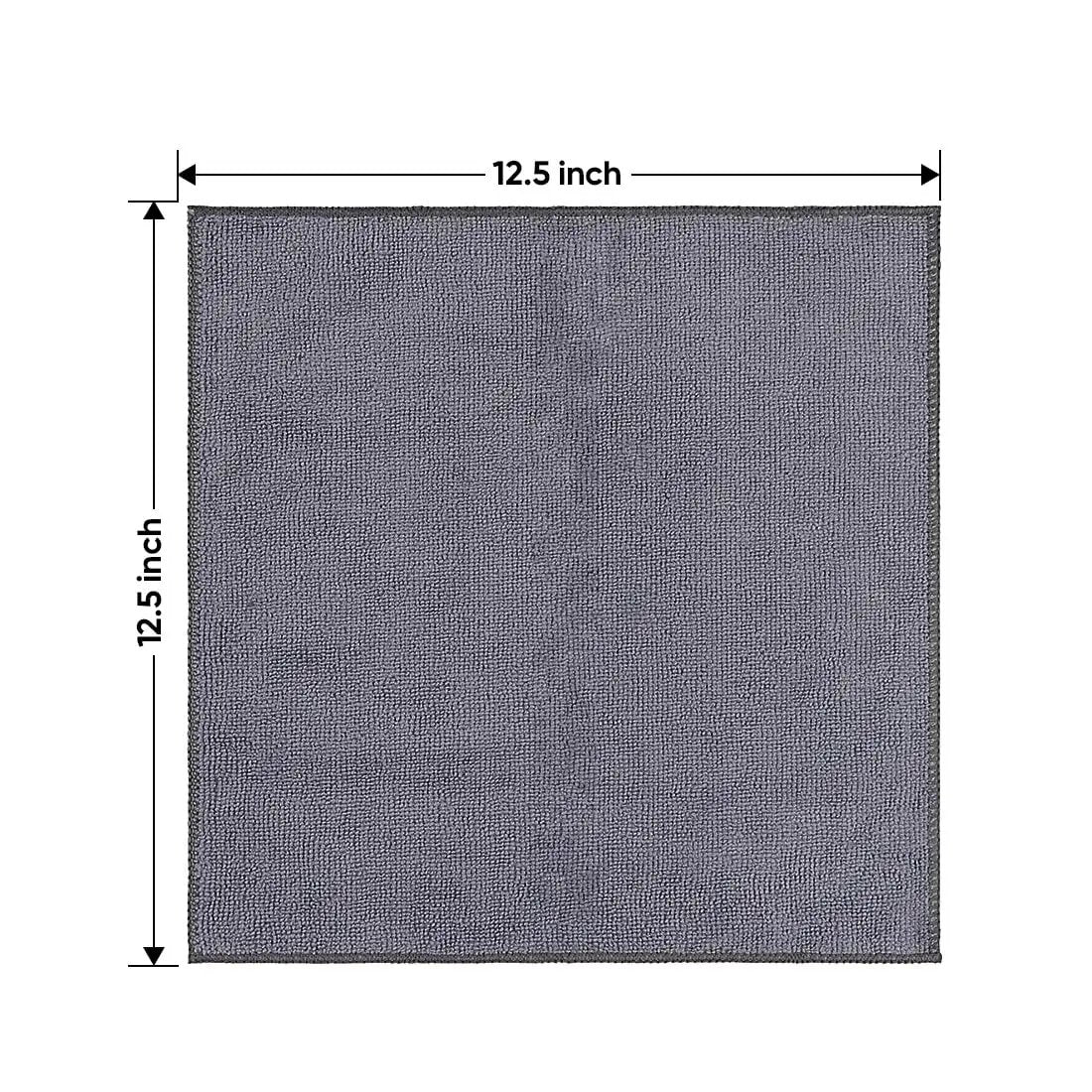 Ultra Absorbent Microfiber Towels For Cars And Home 12 Pack 12.5 Inch Square Cleaning Cloths Lint Free Streak Free For Car Kitchen Window Everyday Grey HOMEXCEL, showing 12.5 inch grey towel.
