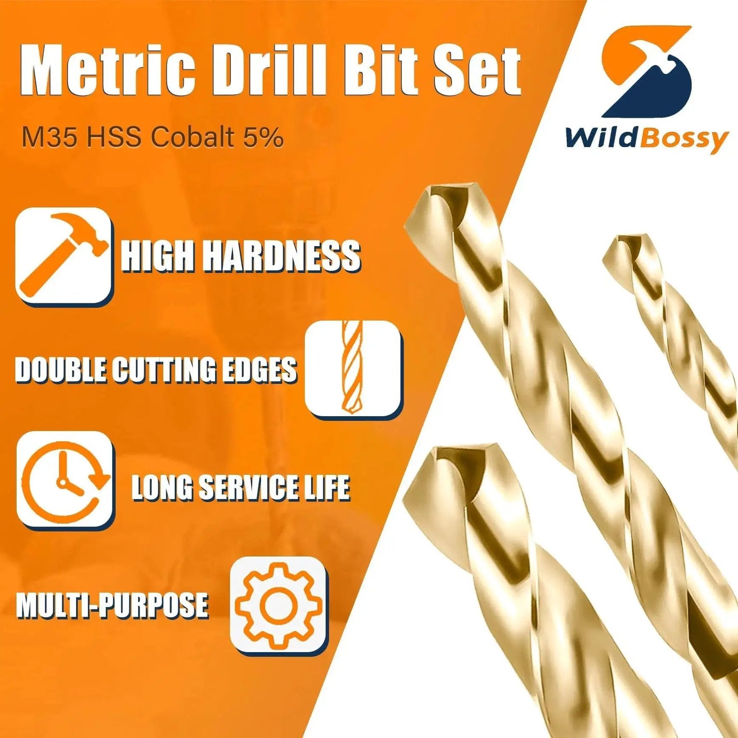 5 Percent Cobalt Drill Bits Set 19 Pcs Metric Range 1mm Through 10mm With Straight Shank Jobber HSS Twist Drill Bits
