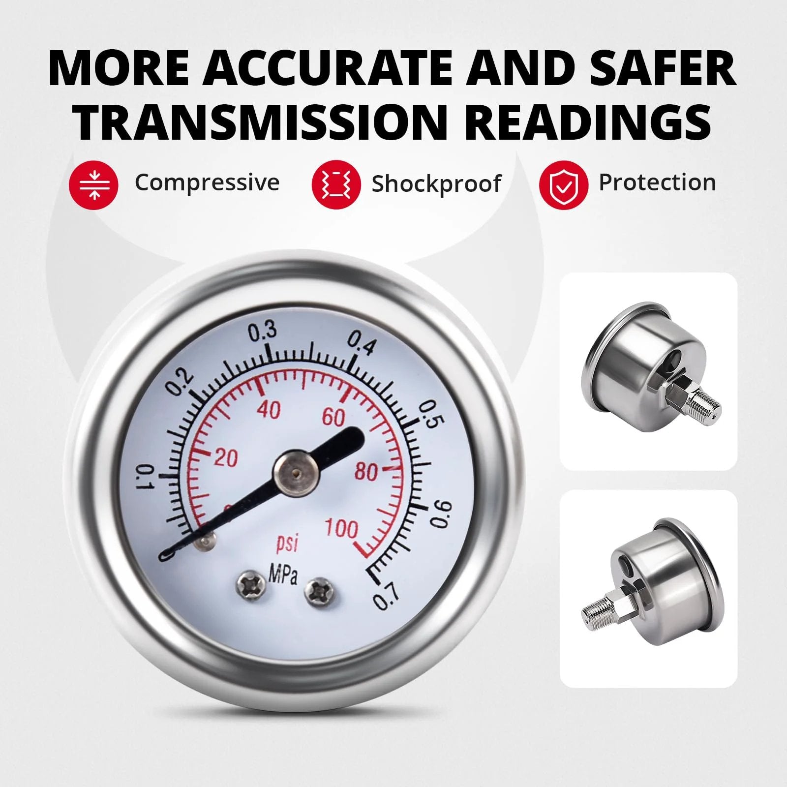Adjustable 6AN EFI Fuel Pressure Regulator Return Bypass with gauge showing psi measurements for EFI System Gasoline and E85
