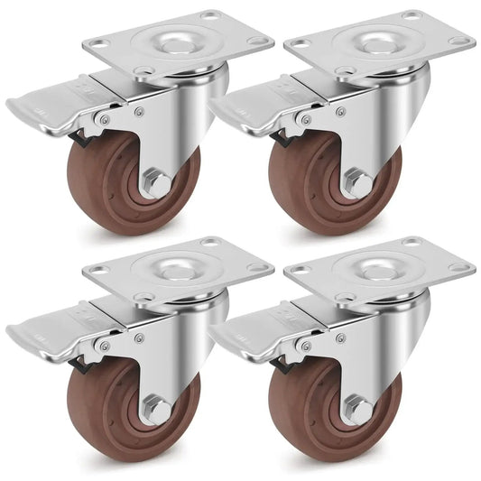 3 Inch Heavy Duty Casters Wheels Set Of Four With Brakes 1400 Pounds Capacity Glass Filled Nylon Heat Resistant To 475 Fahrenheit Industrial Castors For Workbench High Temperature Casters For Heavy Equipment And Mobility