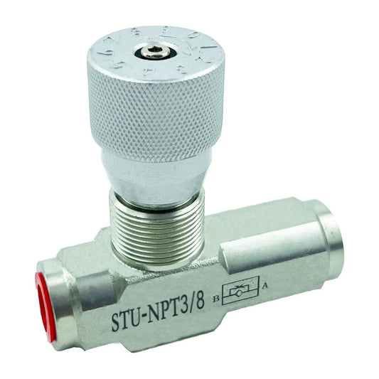 Workhorse Hydraulic Flow Control Needle Valve Three Eighths Inch NPT Female To Female Throttle Check Valve 5800 PSI
