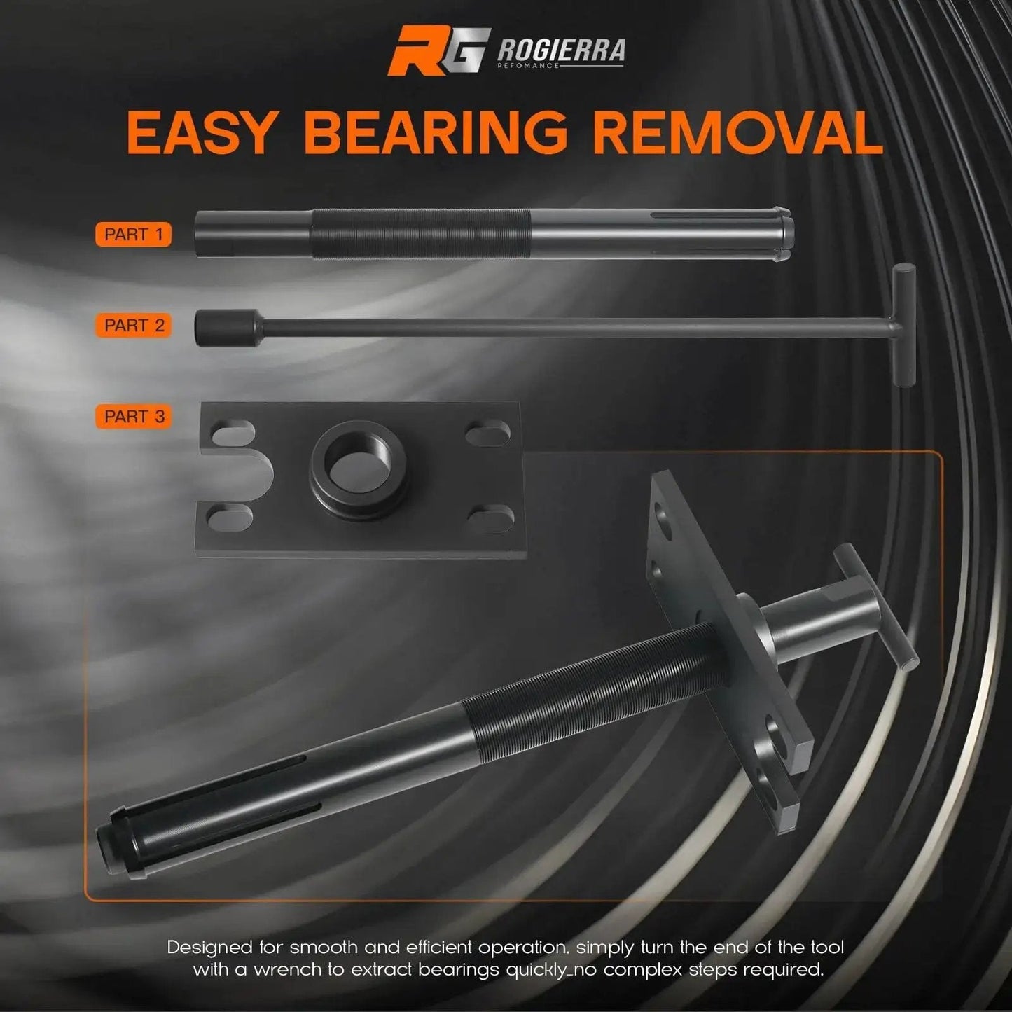 Parts of Gimbal Bearing Puller And Installer Tool Kit For Mercruiser Alpha 1 MR Bravo OMC And Volvo Marine displayed for easy removal
