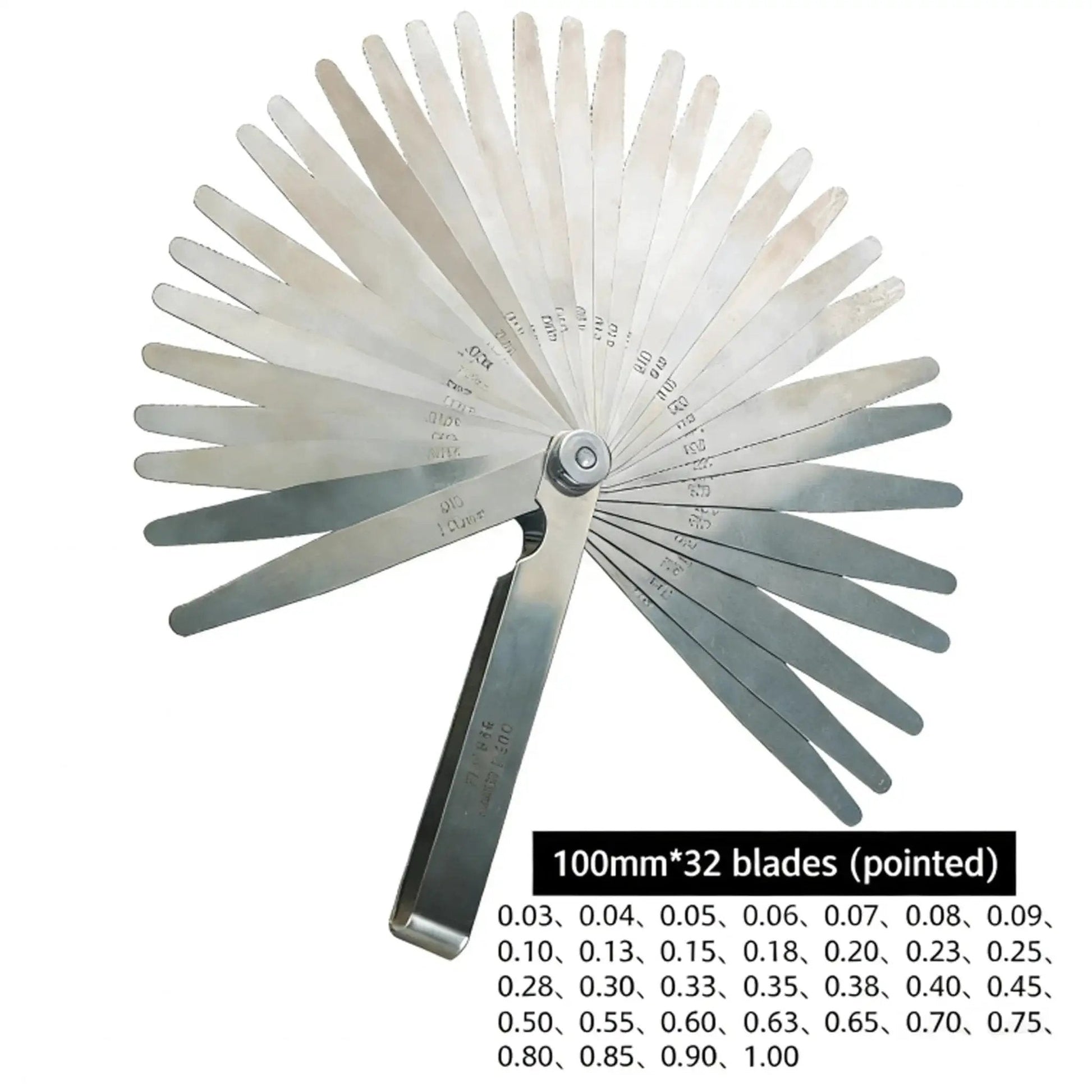 32 Blades Stainless Steel Feeler Gauge Set With Dual Scale Metric And Imperial Readings For Spark Plug And Valve Gap Adjustment 0.03 To 1 Mm And 0.001 To 0.040 Inch Ideal For Spark Plugs Valves Machinery And Automotive Maintenance