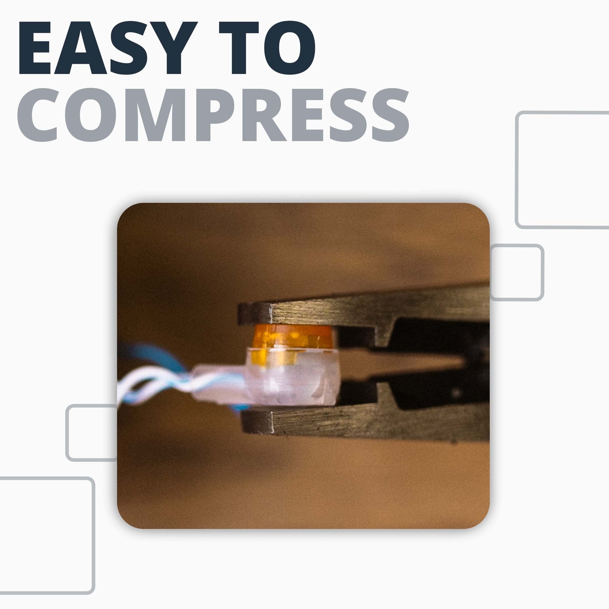 Quality Presslok Solvent Resistant Wire Splice Terminals For Electrical Automotive Data Oil And Telephone Use With Anticorrosive Construction And The Best Crimps On The Market Corning UY2 100 Pack, close-up of terminal being crimped