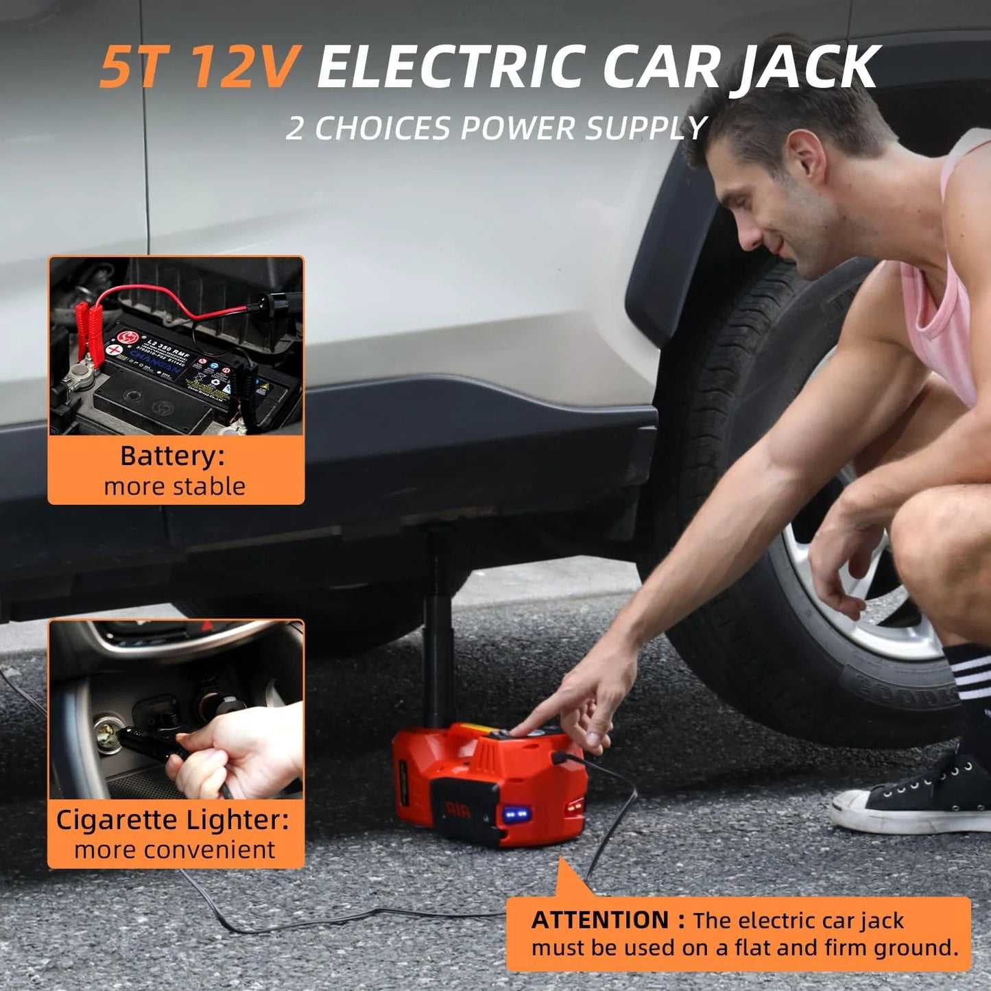 Powerful 5Ton Electric Car Jack With Quick Hydraulic Lift Portable 12V Floor Jack Tire Inflator LED Light And Full Accessory Kit