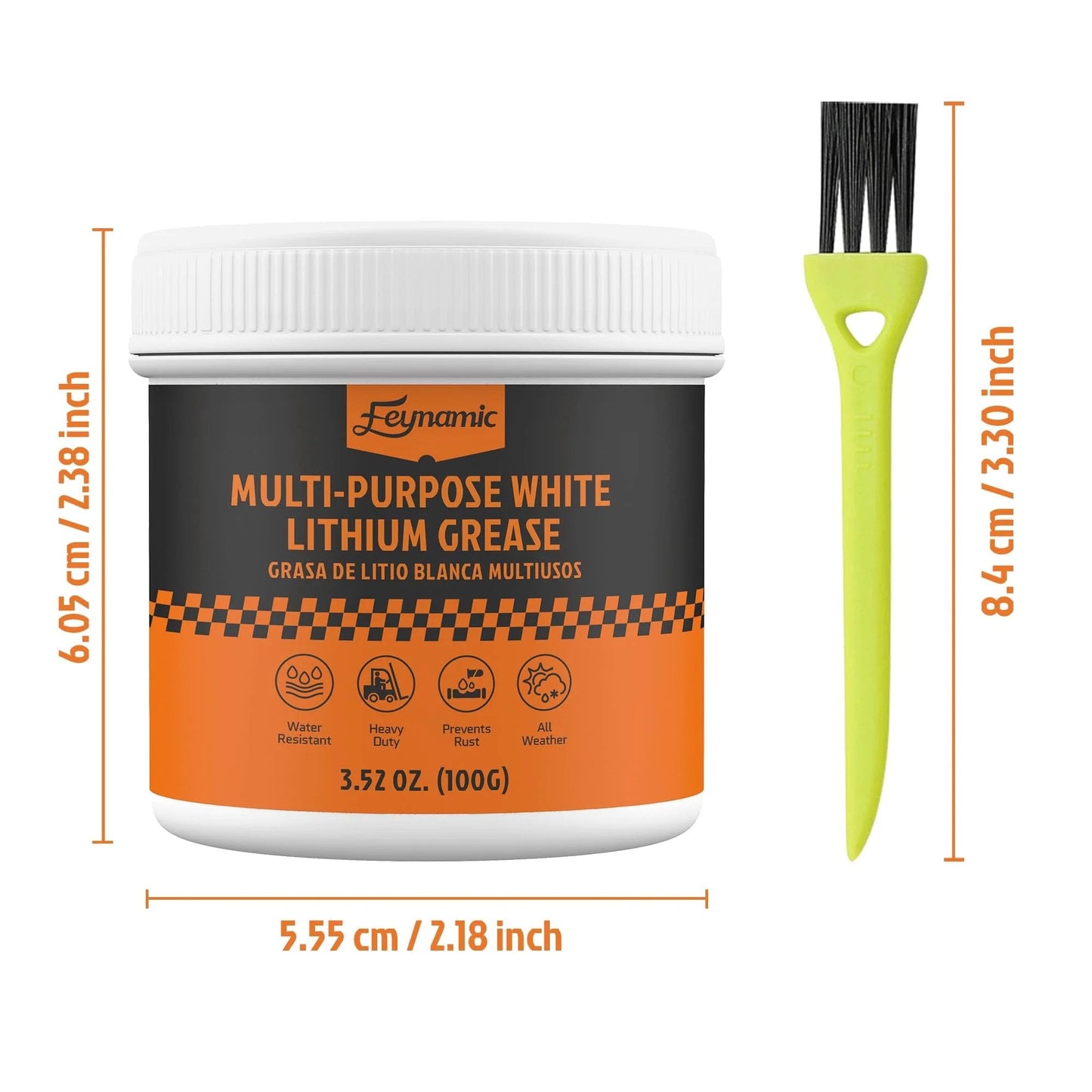 White Lithium Multi Purpose Grease 3.52 Oz Heavy Duty NLGI 2 For Automotive Brake Calipers Door Hinges Bike Bearings And Tracks High Temperature Lubricant That Keeps Rust And Corrosion Away