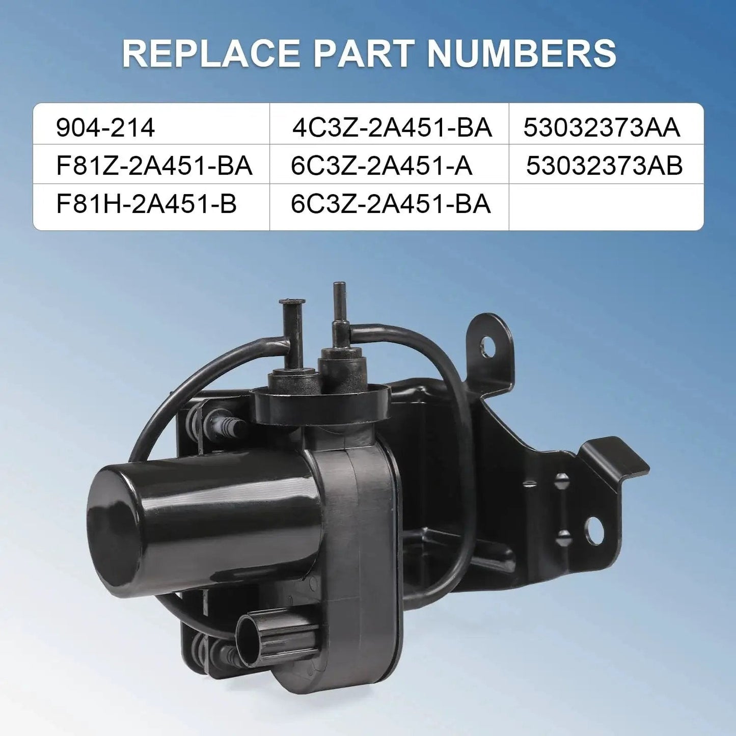 Electric Vacuum Pump Replacement For Ford F Series And Dodge Ram Trucks 1999 To 2010 showing compatible part numbers.