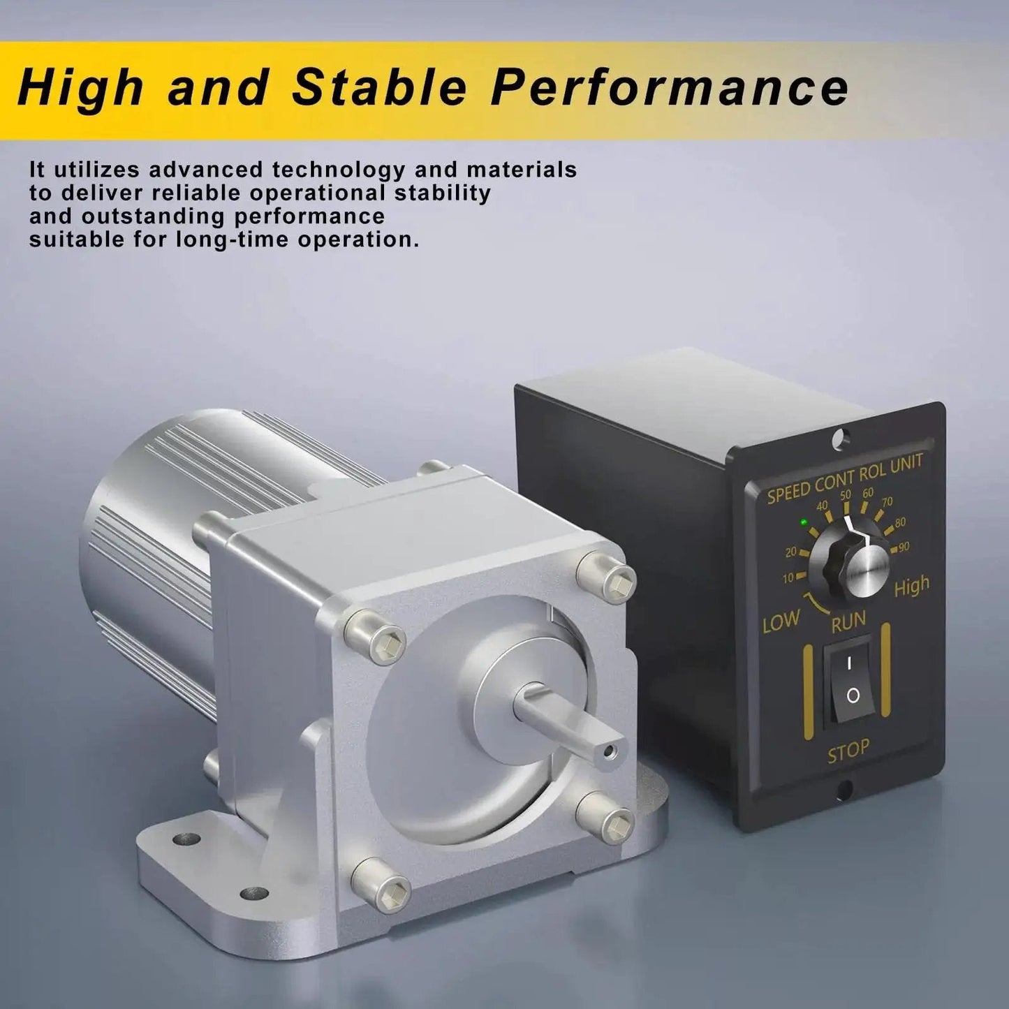 6W 110V Reversible AC Motor With 450 RPM Gear Reducer And 3 To 1 Gear Reduction, speed controller shown