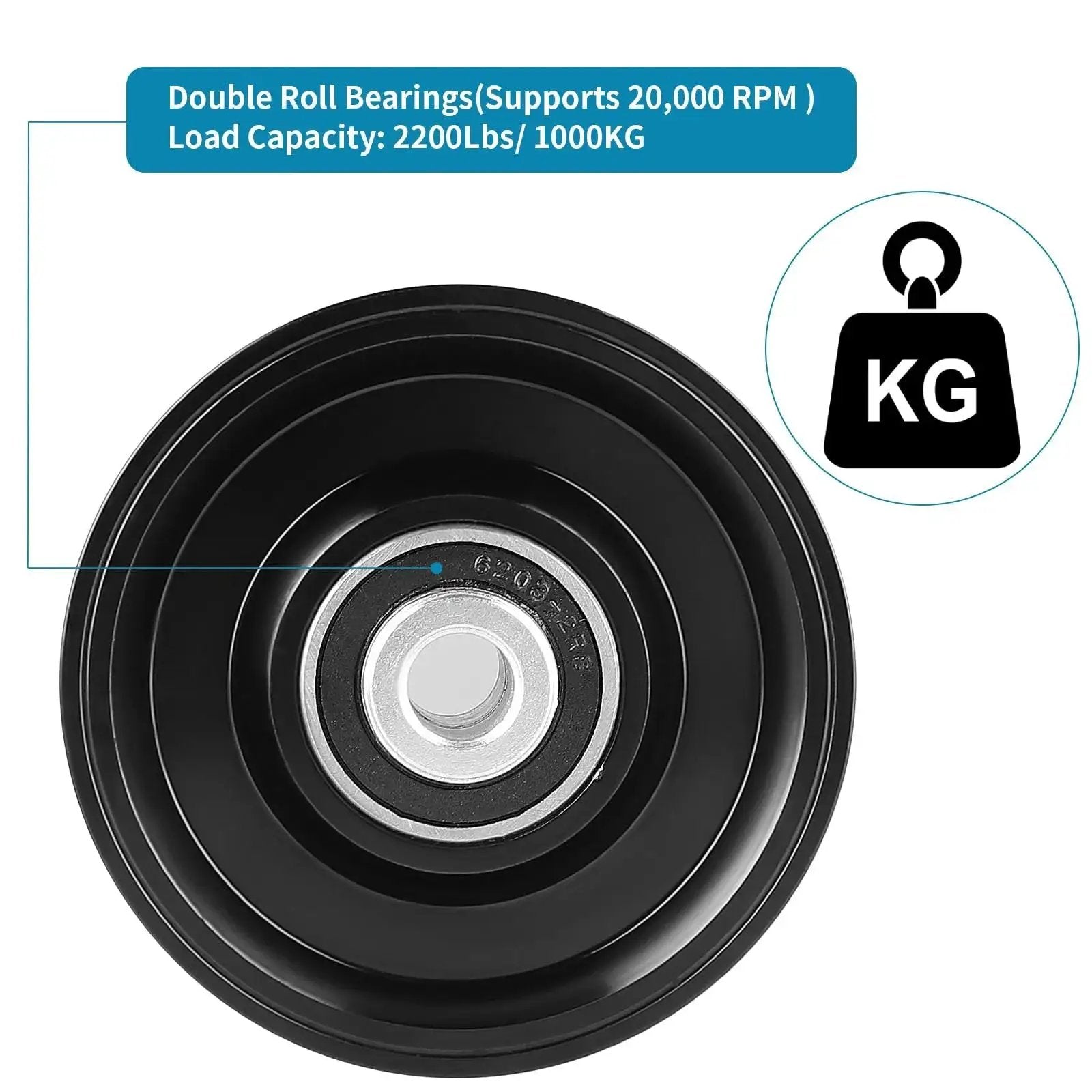 V Groove Wheel Caster For Inverted V Track With Double Bearings, highlighting 2200 Lbs load capacity and steel construction.