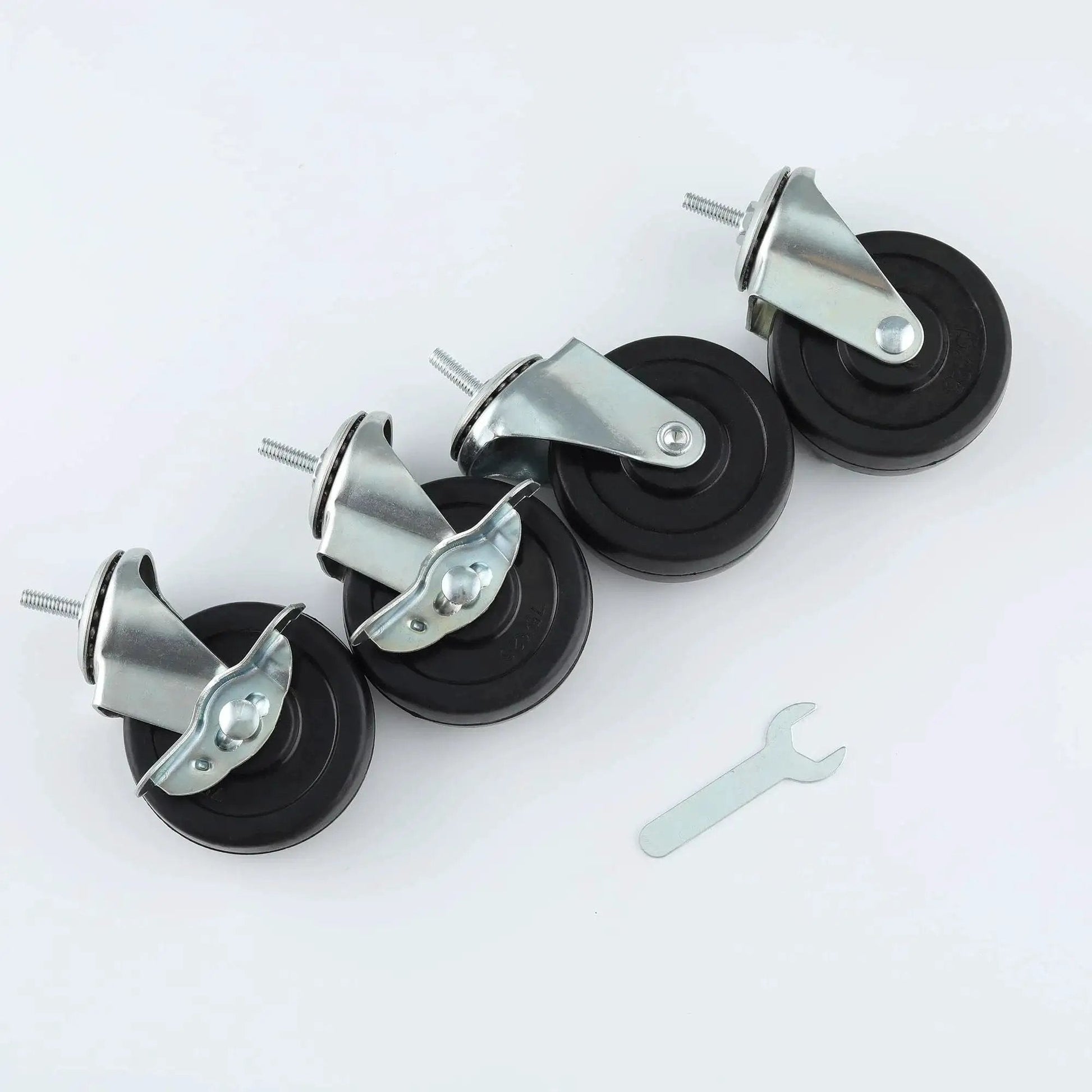 3 Inch Universal Threaded Casters Set Of 4 With Brake Locks, heavy duty steel and premium rubber, for metal rack shelving units