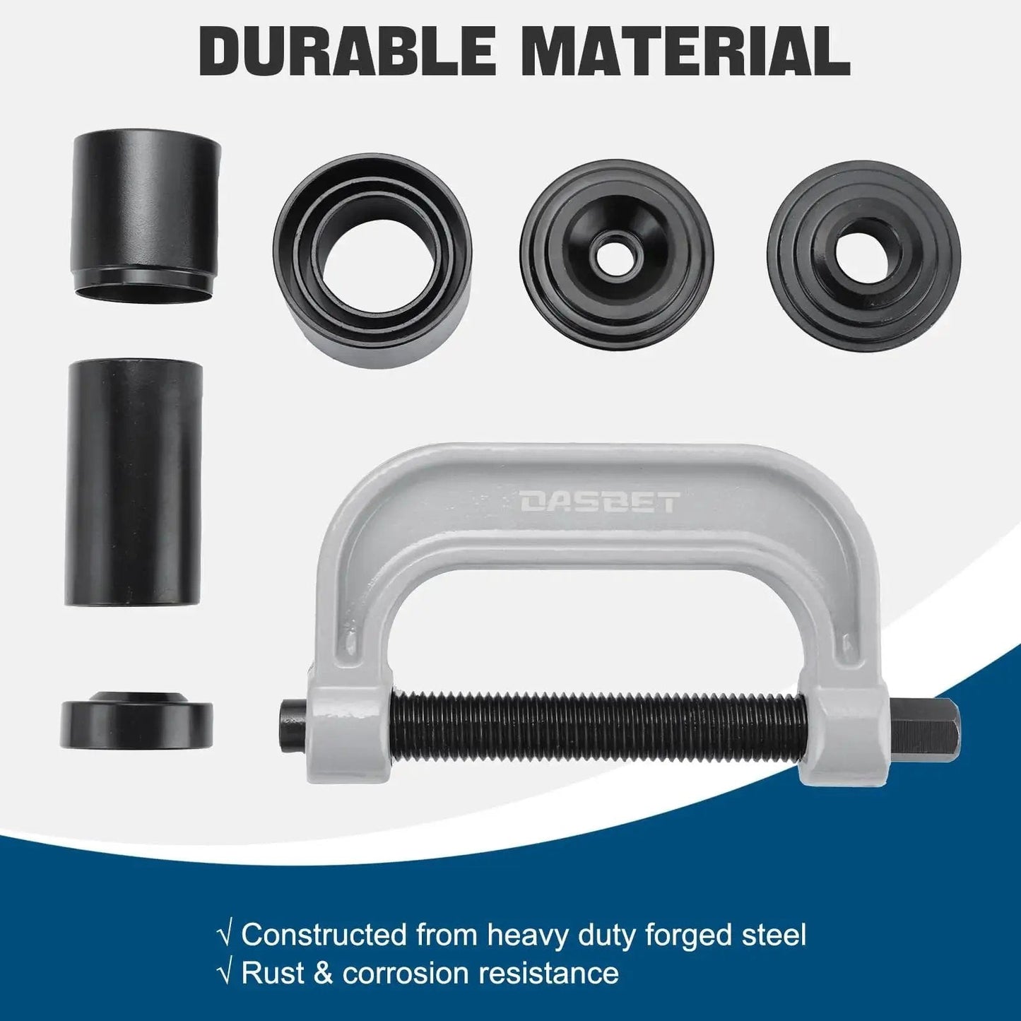 Ball Joint Press Kit Heavy Duty U Joint Tool Bushing Fits Cars Trucks 10 Piece with C-frame and adapters