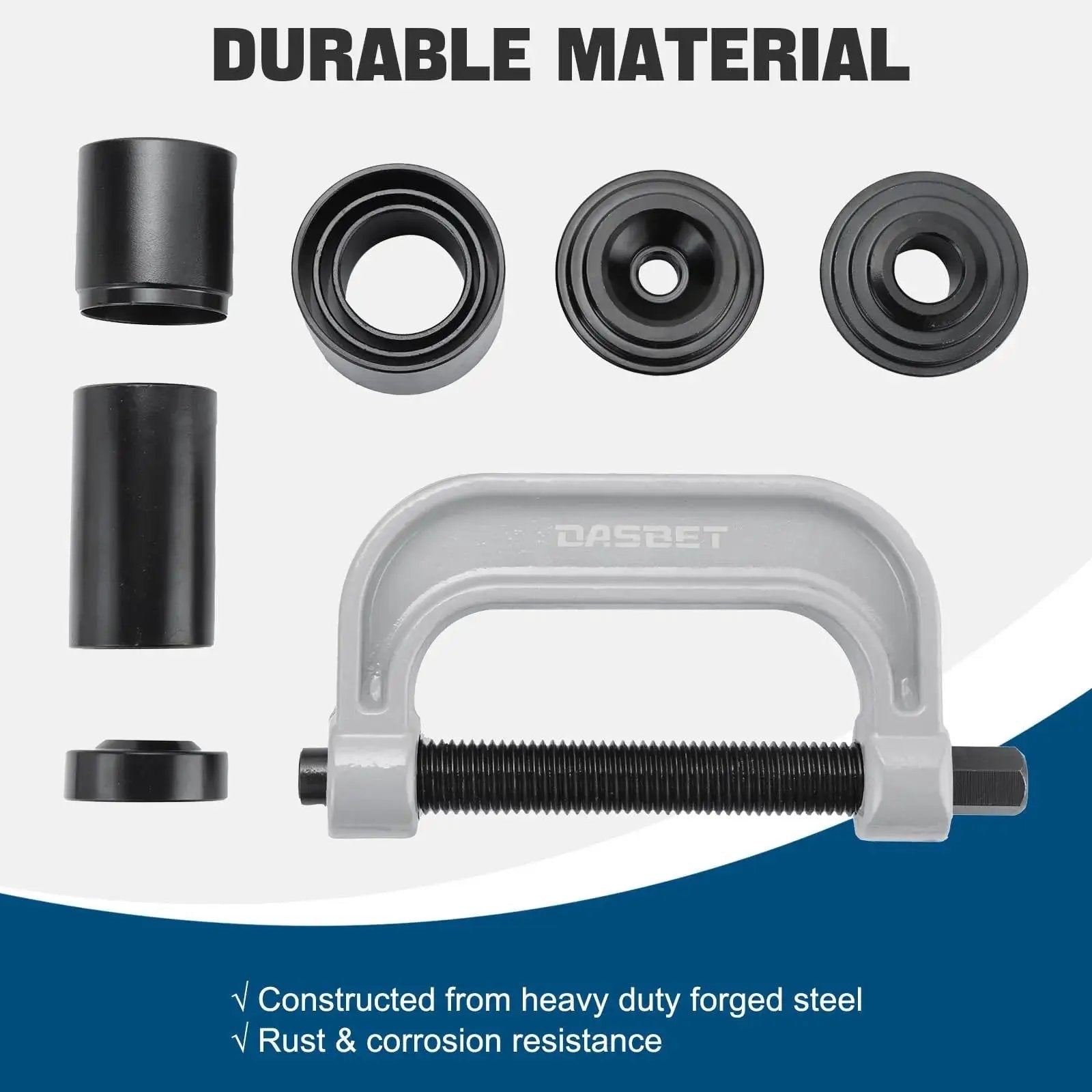 Ball Joint Press Kit Heavy Duty U Joint Tool Bushing Fits Cars Trucks 10 Piece with C-frame and adapters