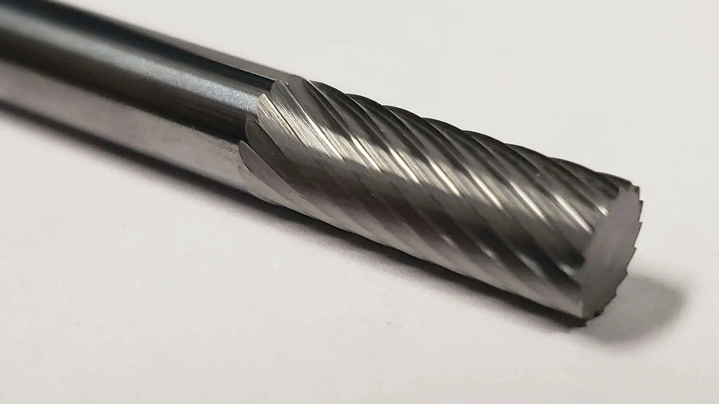 SA-1 Cylinder Carbide Burr 1/4 Inch Shank Single Cut Solid Carbide for metalworking and deburring, precision finish tool close-up