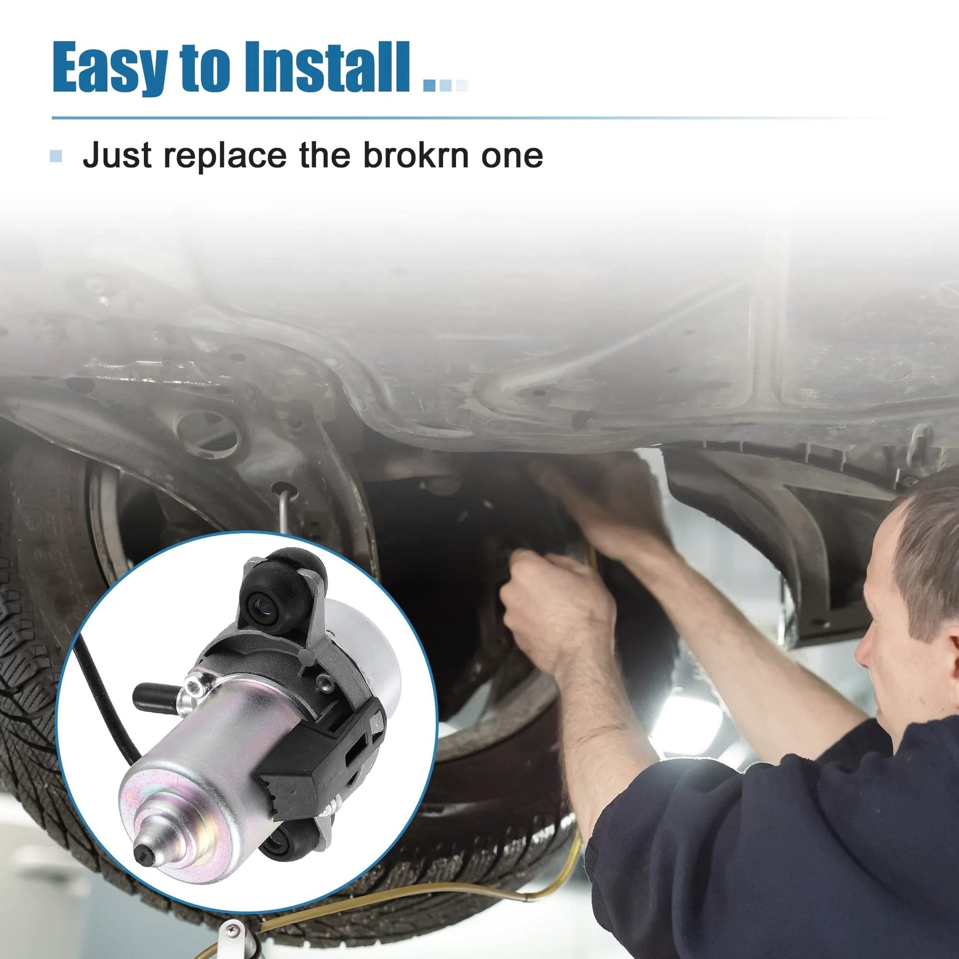 Mechanic installing Brake Vacuum Pump Replacement For Chevrolet Cruze Impala Malibu Cadillac CTS XTS Buick Volvo C30 S40 C70 XC90 OE 20804130 20939309 Easy Install Direct Swap For Brake Booster Performance under vehicle.