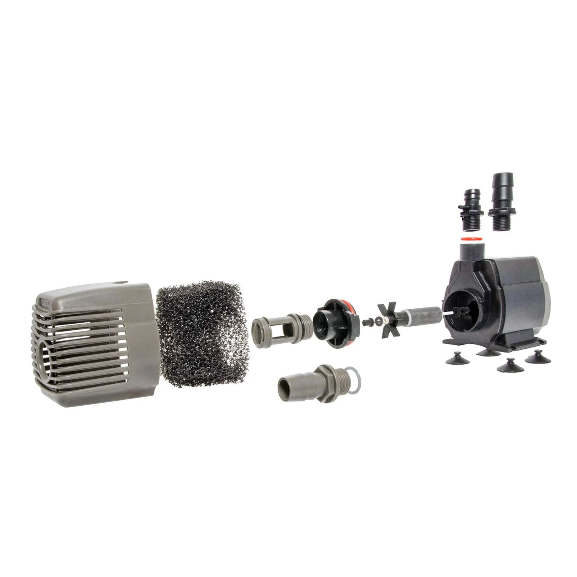 Powerful 1000 GPH Submersible Water Pump For Indoor And Outdoor Ponds Aquariums And Hydroponics With 92 Watt Inline Or Submersible Setup For 55 Gallon Reservoirs 6ft Power Cord Oil Free UL Listed Black By Hydrofarm AAPW1000 parts and accessories, including filter and fittings.