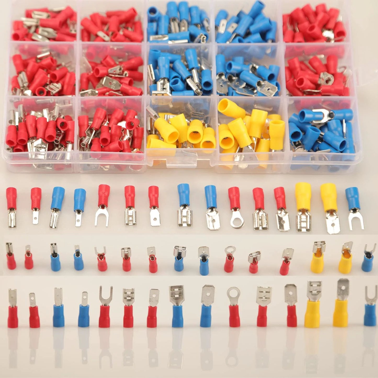All In One 280Pcs Crimp Connectors Kit With 2.8mm 4.8mm 6.3mm Male And Female Spade Terminals 15 Types Electrical Connectors