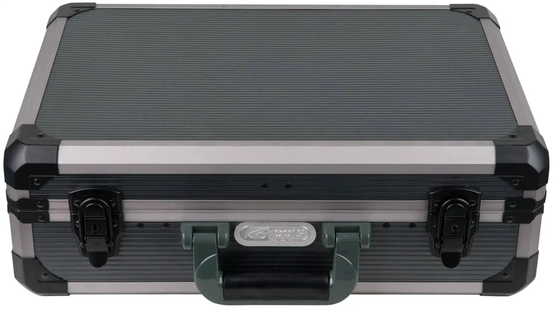 Closed case containing One Quarter And One Half Inch Drive Universal Tool Kit Set 149 Pieces, shown from the front view.